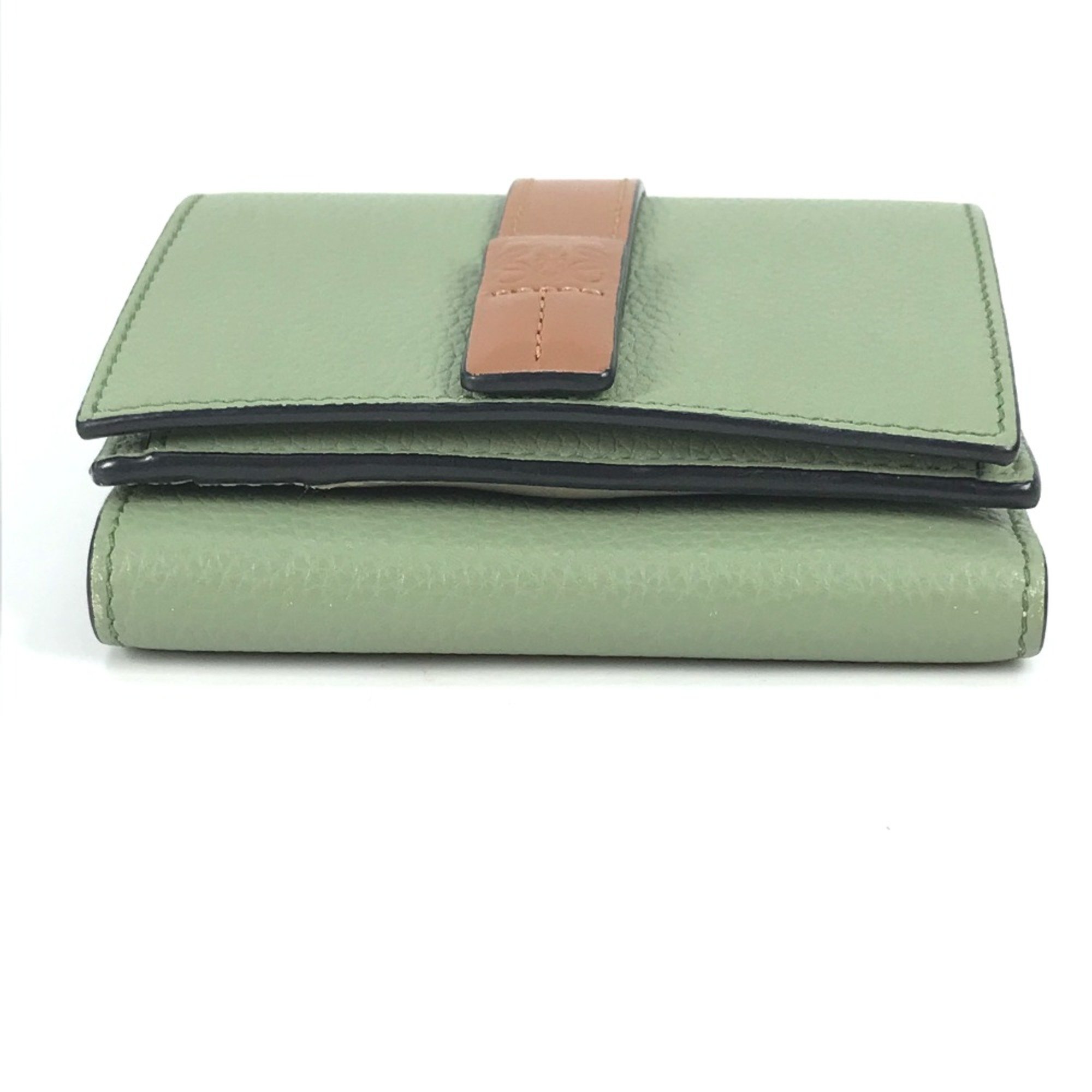 Loewe anagram Compact wallet Trifold wallet Green Brown