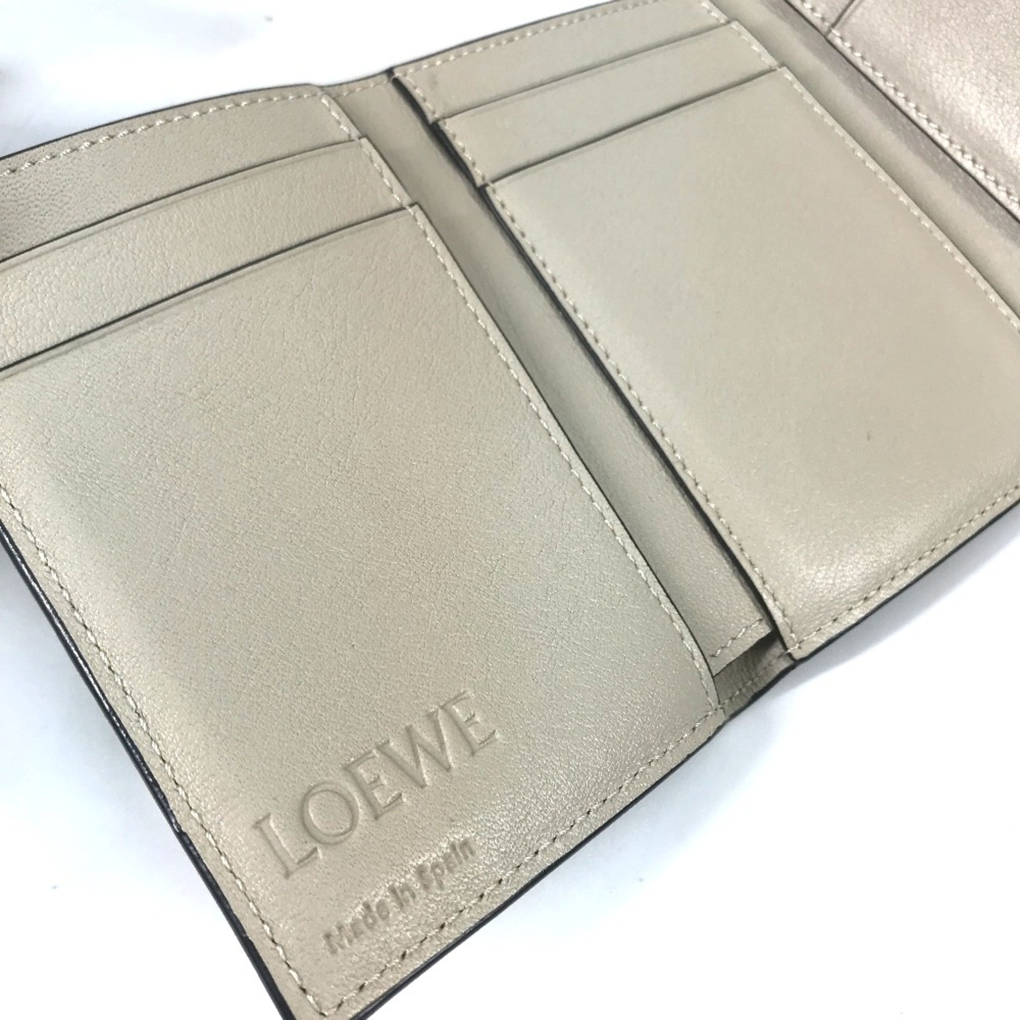 Loewe anagram Compact wallet Trifold wallet Green Brown