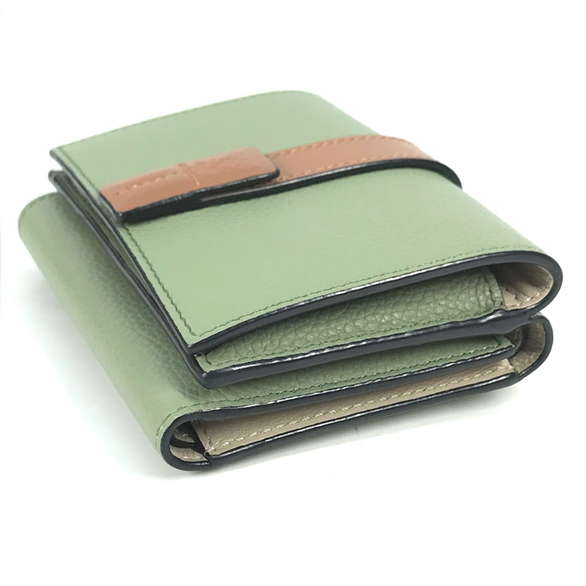 Loewe anagram Compact wallet Trifold wallet Green Brown