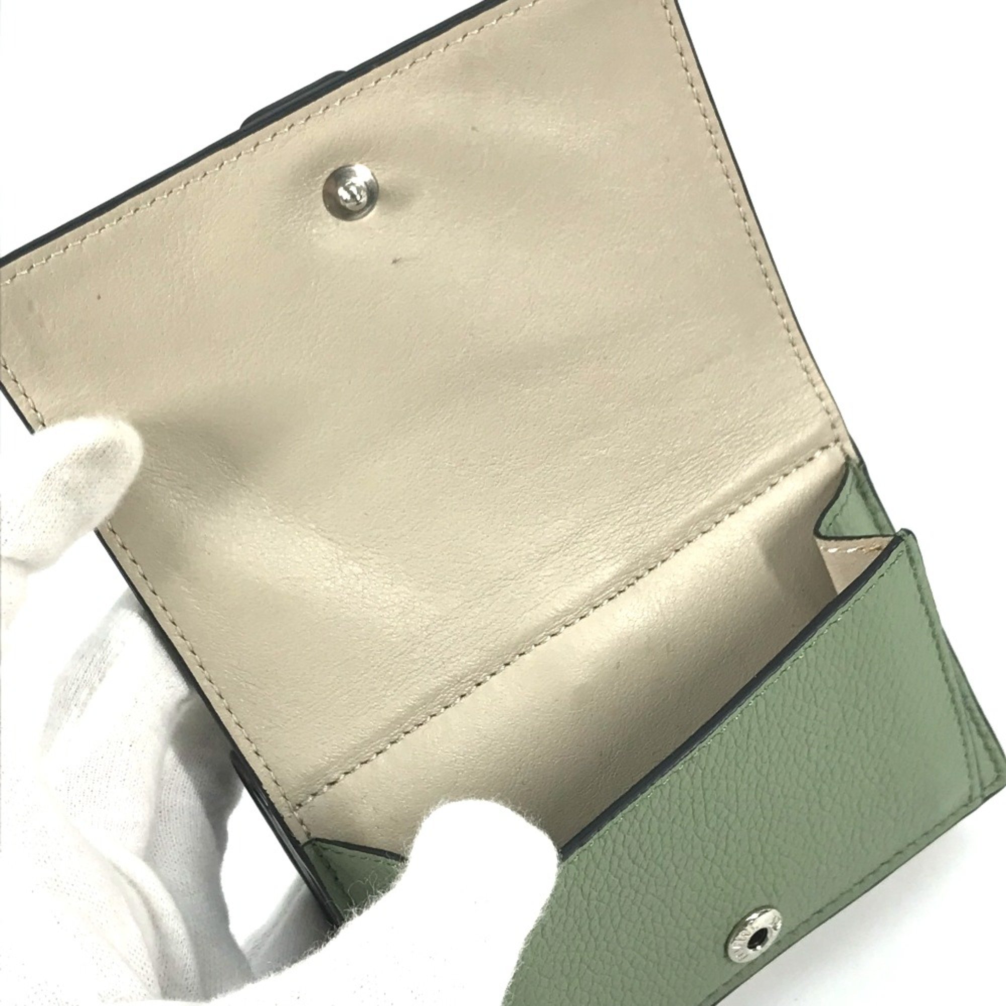 Loewe anagram Compact wallet Trifold wallet Green Brown