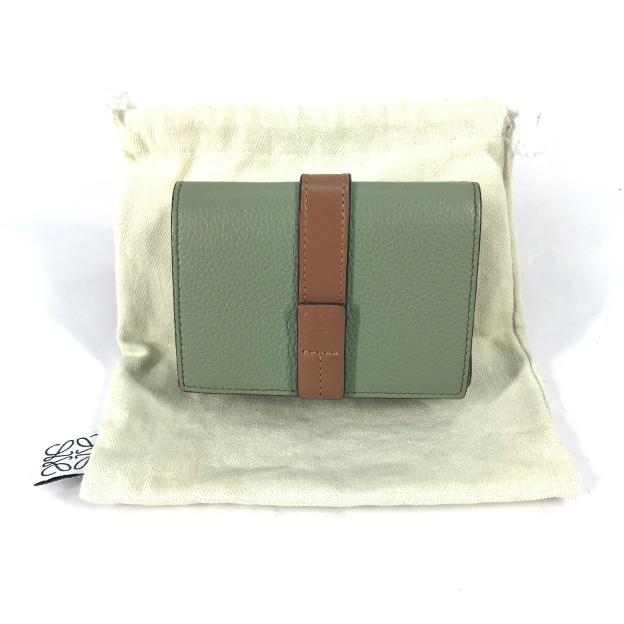 Loewe anagram Compact wallet Trifold wallet Green Brown