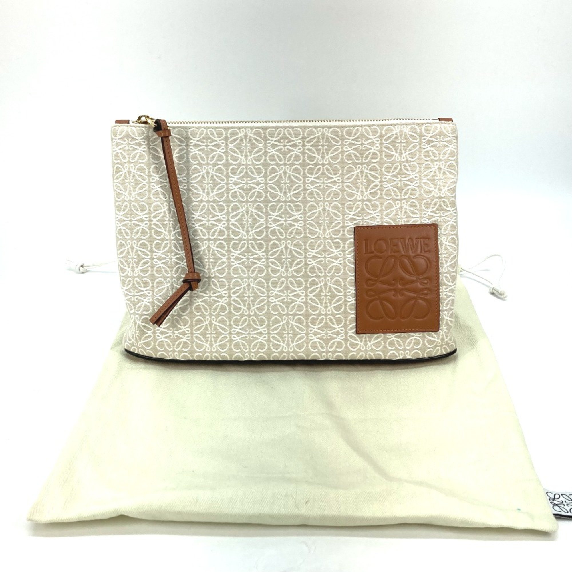 Loewe anagram jacquard Cluch Bag bag Clutch bag ecru/tan Beige x Brown