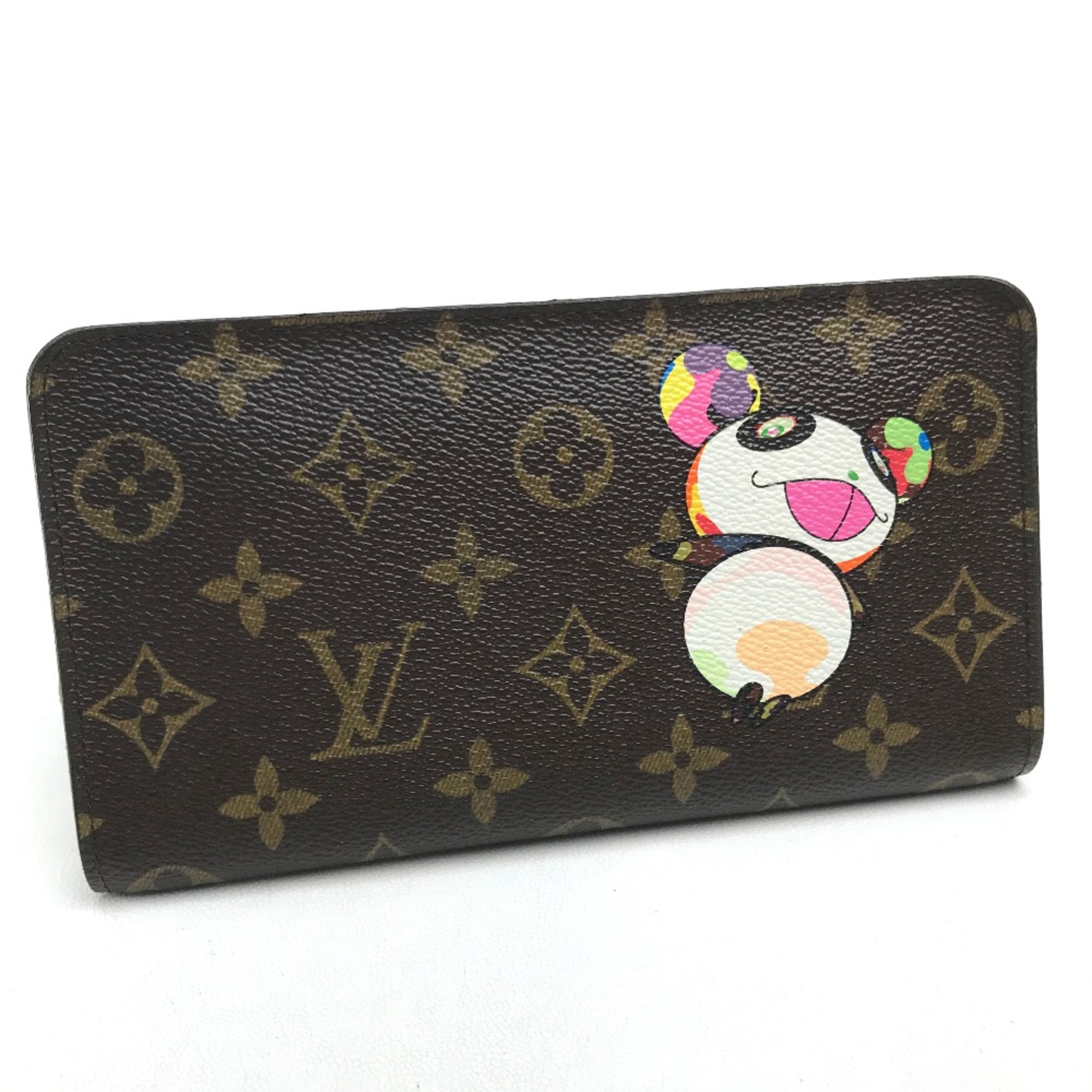 Louis Vuitton M61729 Monogram panda Murakami Takashi Long Wallet Brown Brown