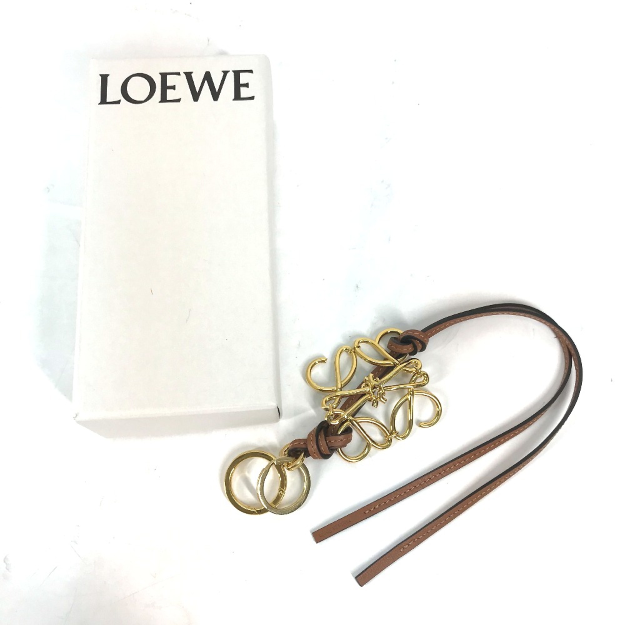 Loewe Key ring Bag Charm Key Holder Brown Gold