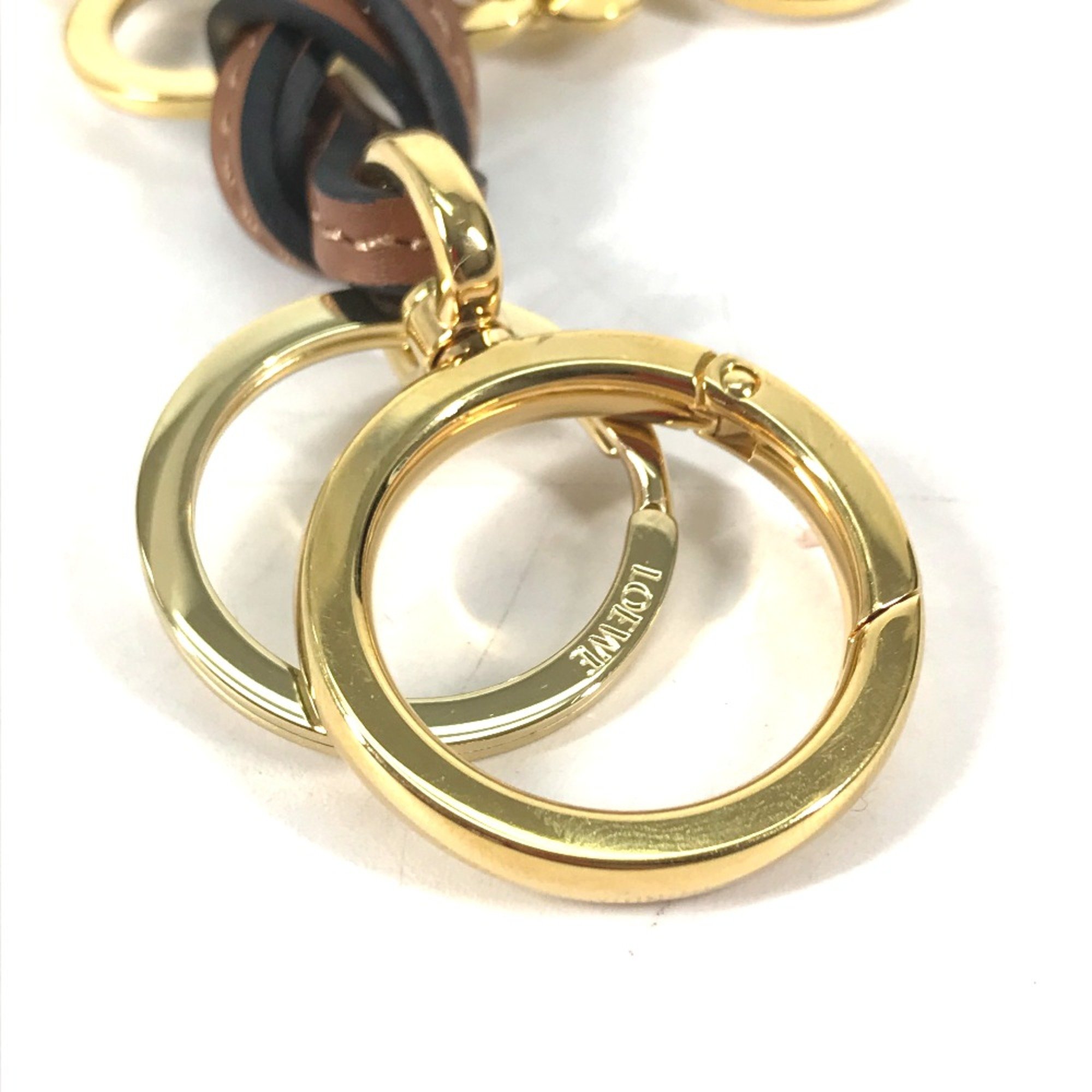 Loewe Key ring Bag Charm Key Holder Brown Gold