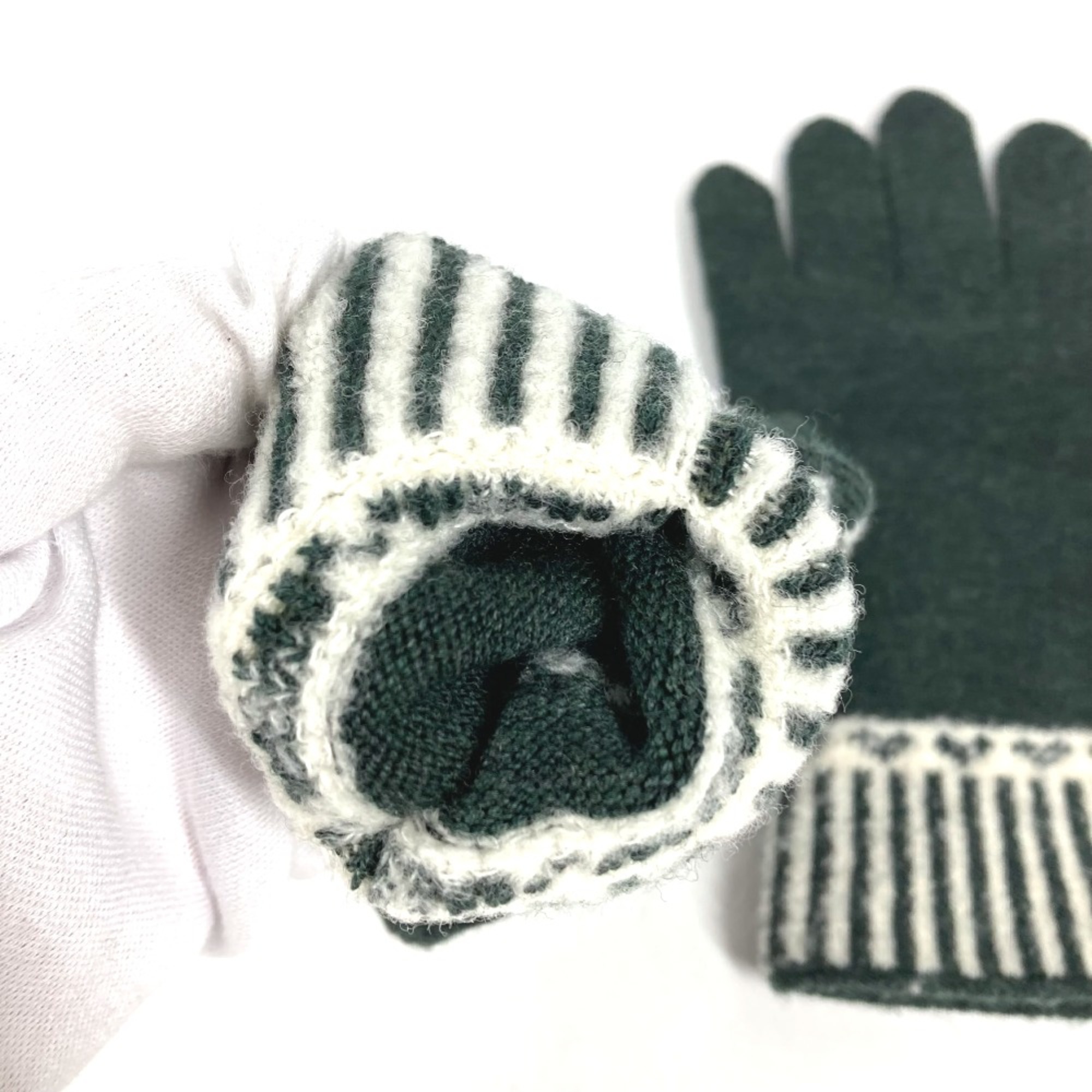 Loewe Gloves Knit gloves Green White