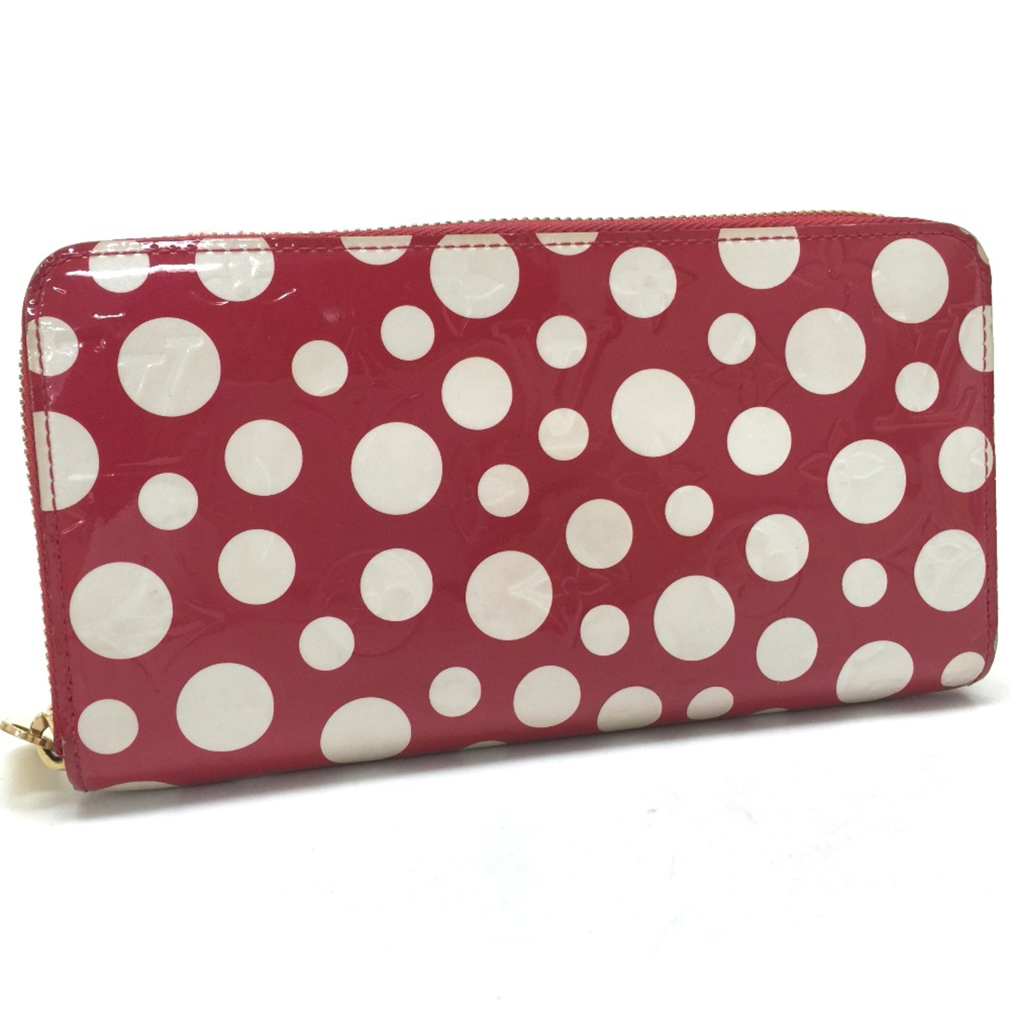 Louis Vuitton M91572 Vernis Dot Infinity Zip Around Long Wallet Red Rouge