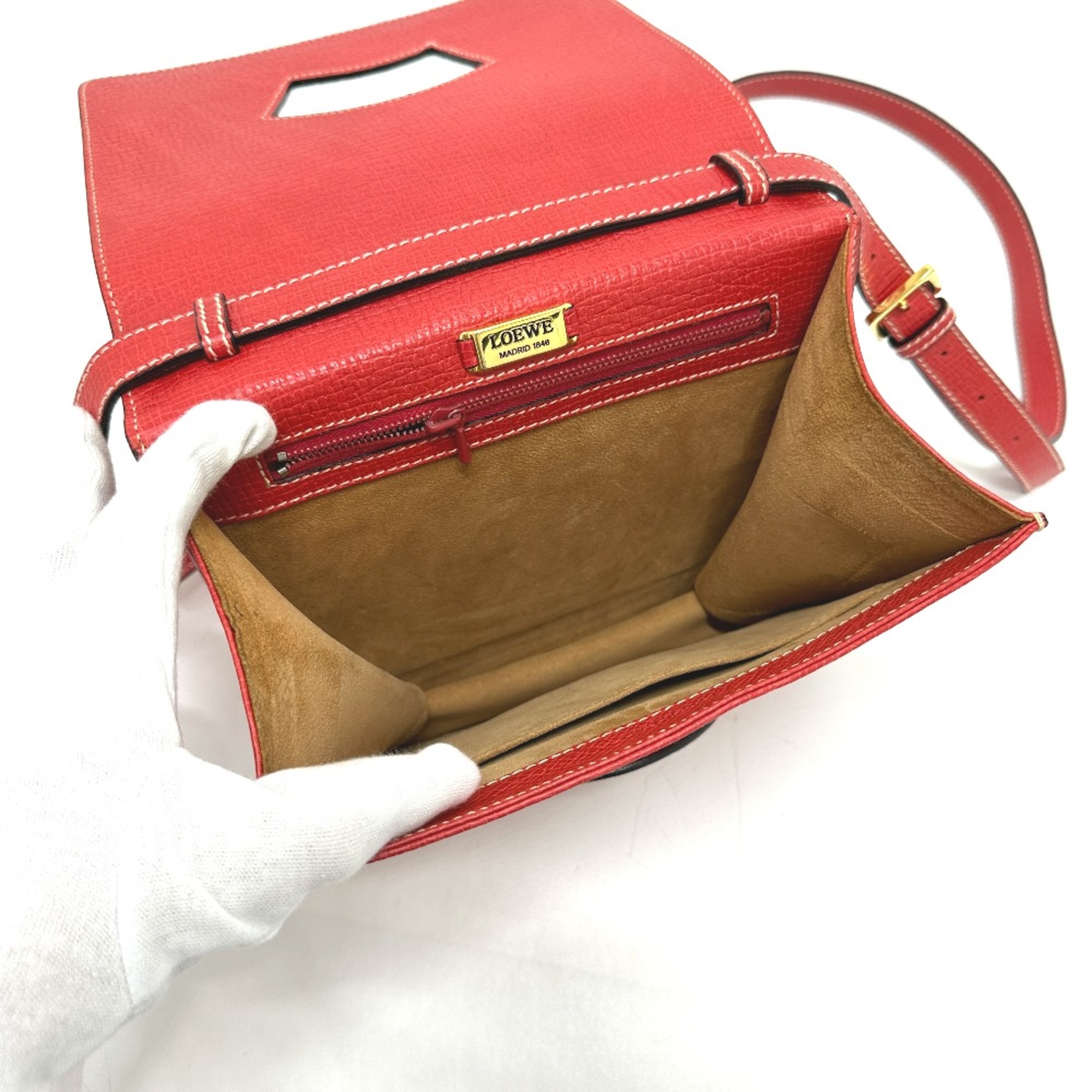 Loewe 2WAY Shoulder Hand Bag Red