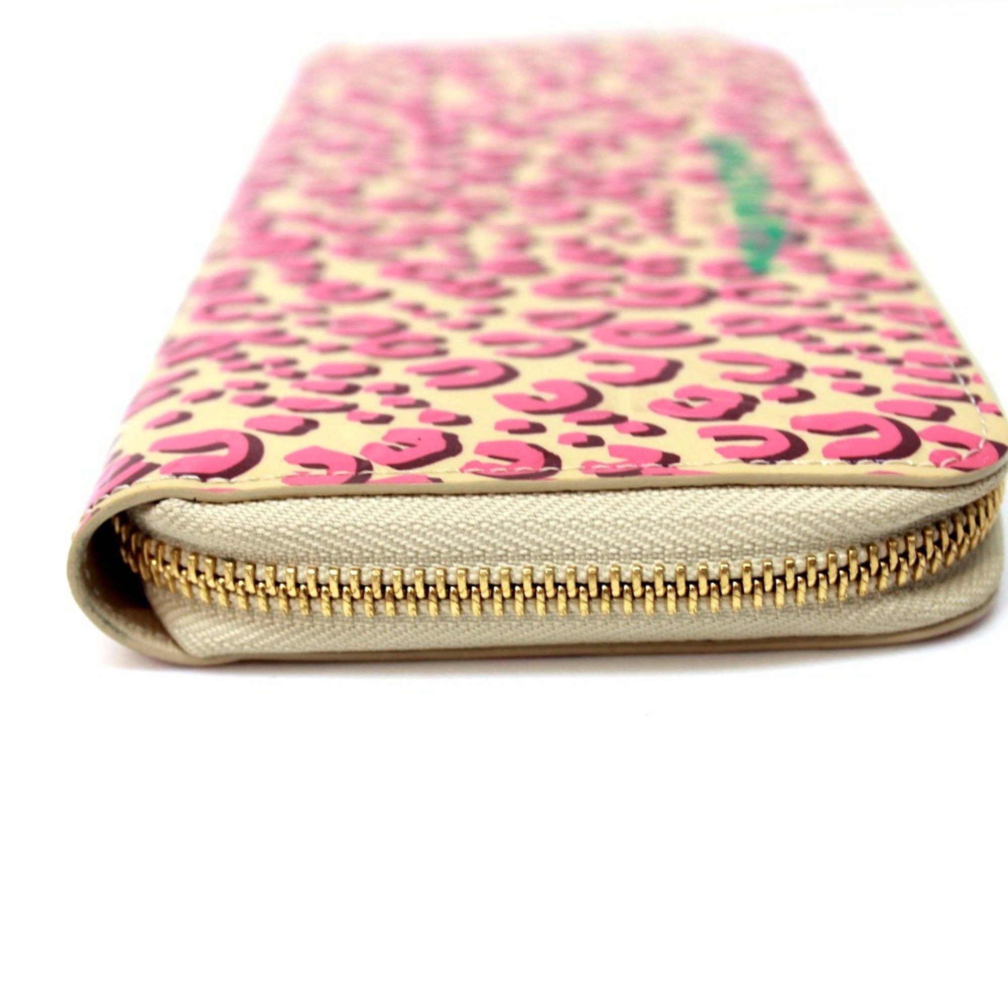 Louis Vuitton M91476 Vernis Leopard Zip Around Long Wallet Long Wallet Blanc Corail pink