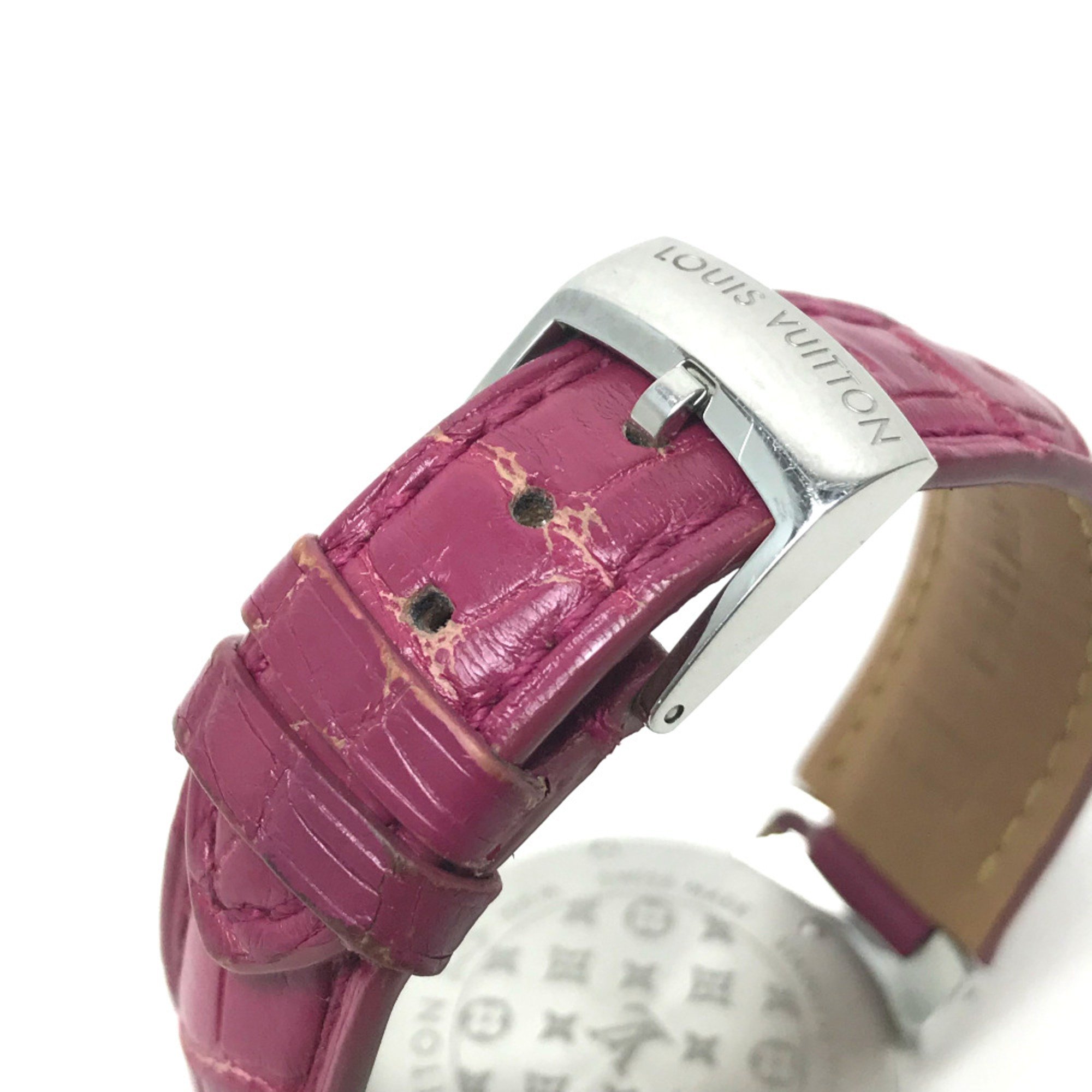 Louis Vuitton Q1313 quartz Wristwatch Silver Pink Based