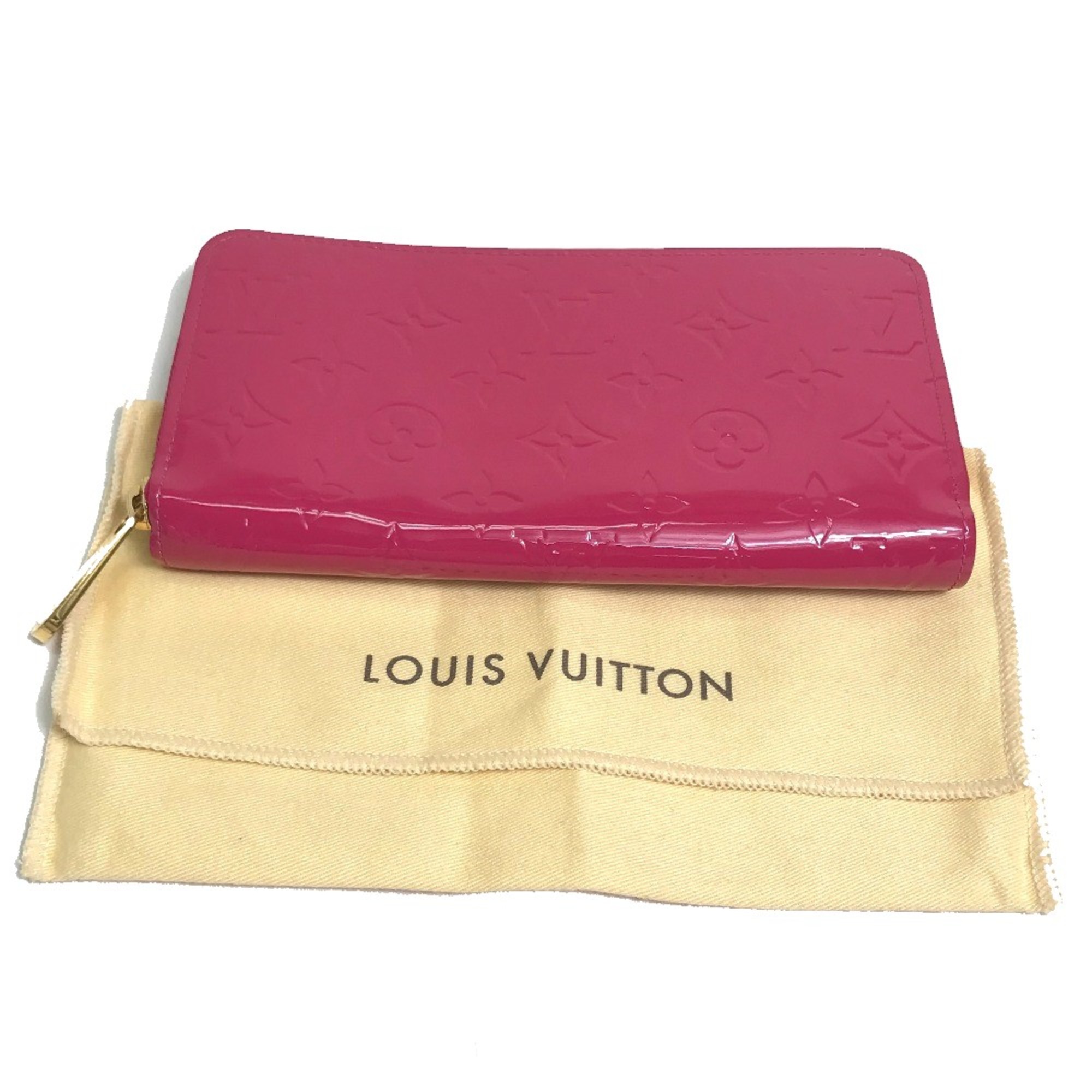 Louis Vuitton M91597 MonogramVernis Zip Around Long Wallet Rose Andian pink