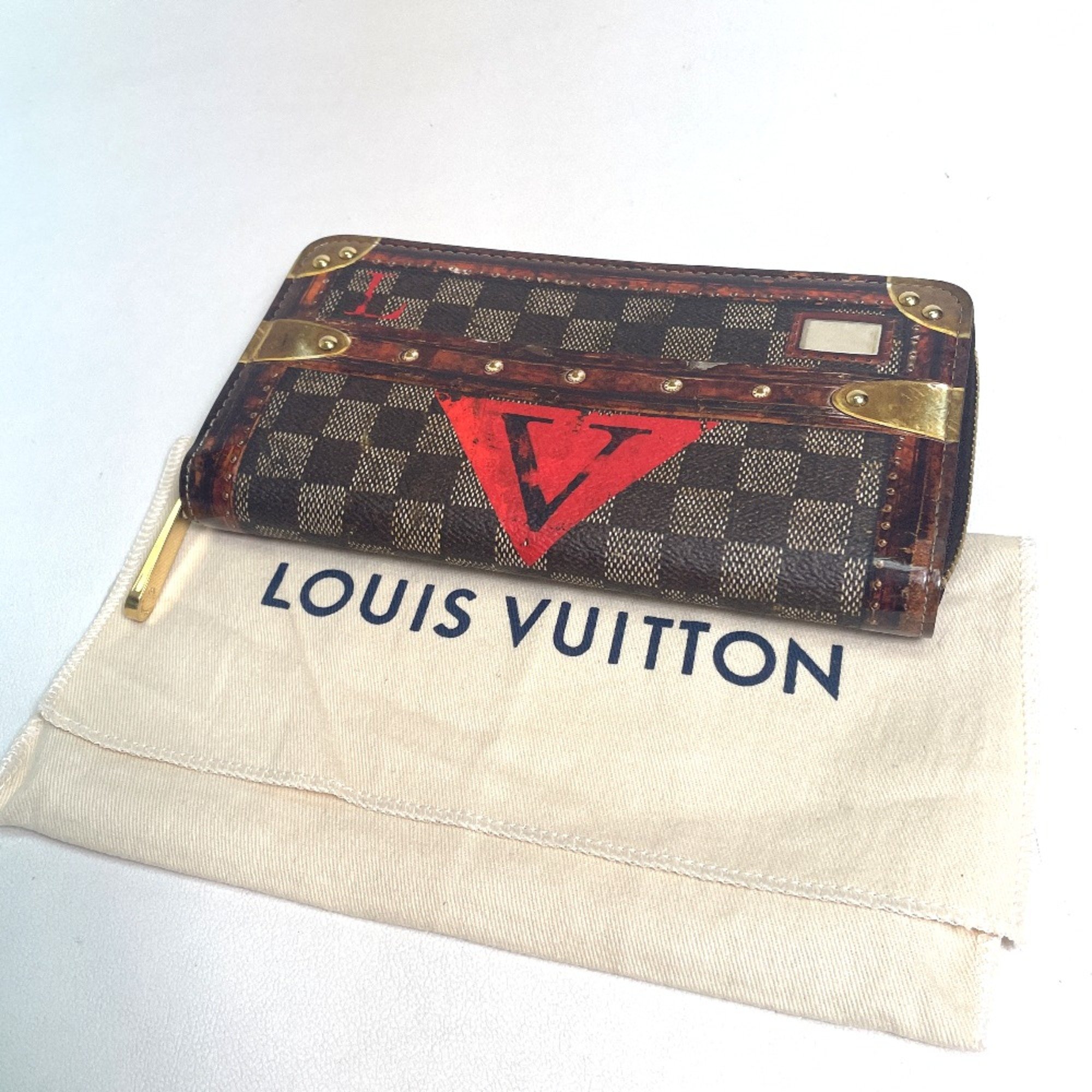 Louis Vuitton M63490 Transform do Damier Zip Around Long Wallet Ebene Brown