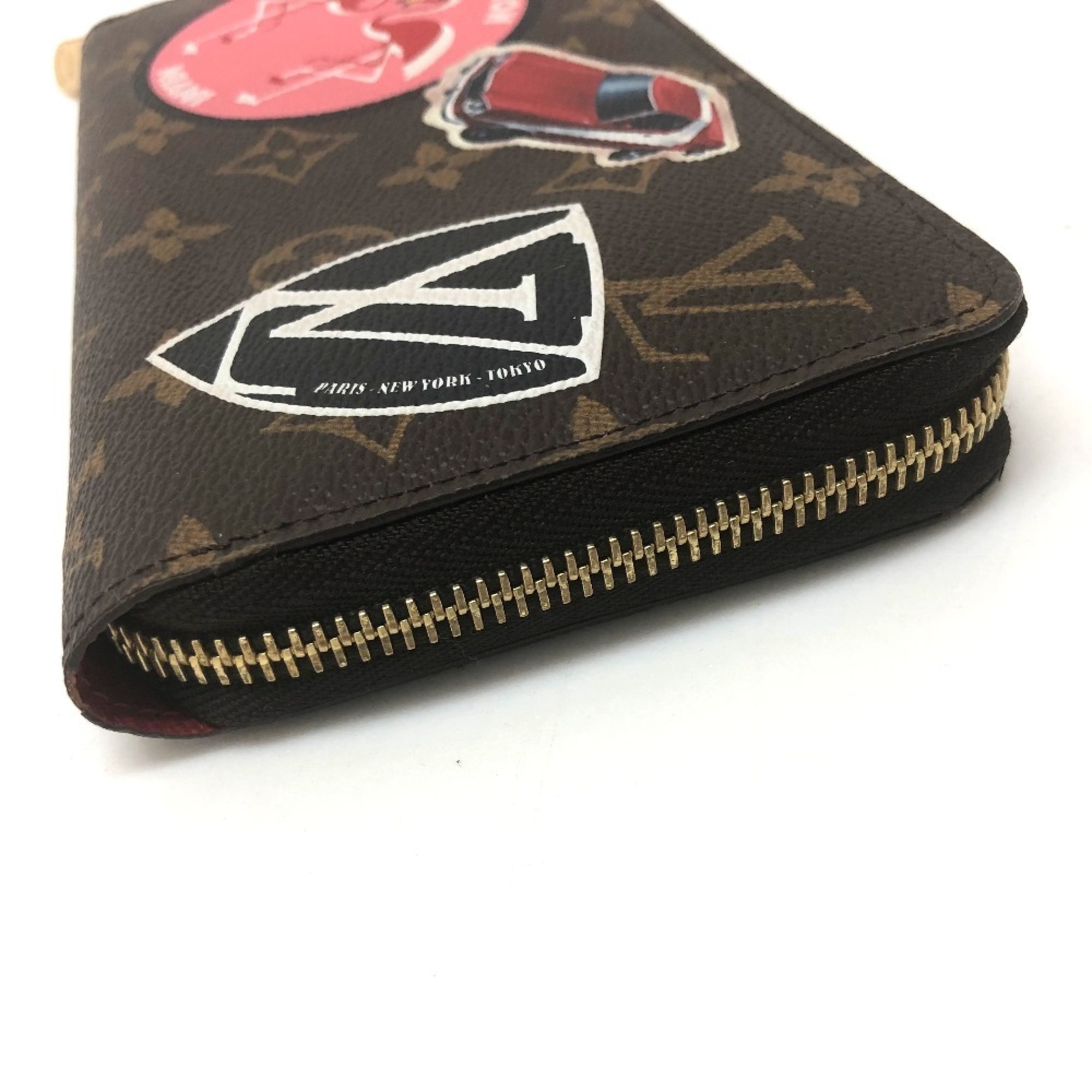 Louis Vuitton M62149 Monogram-Sticker Zip Around Long Wallet Brown