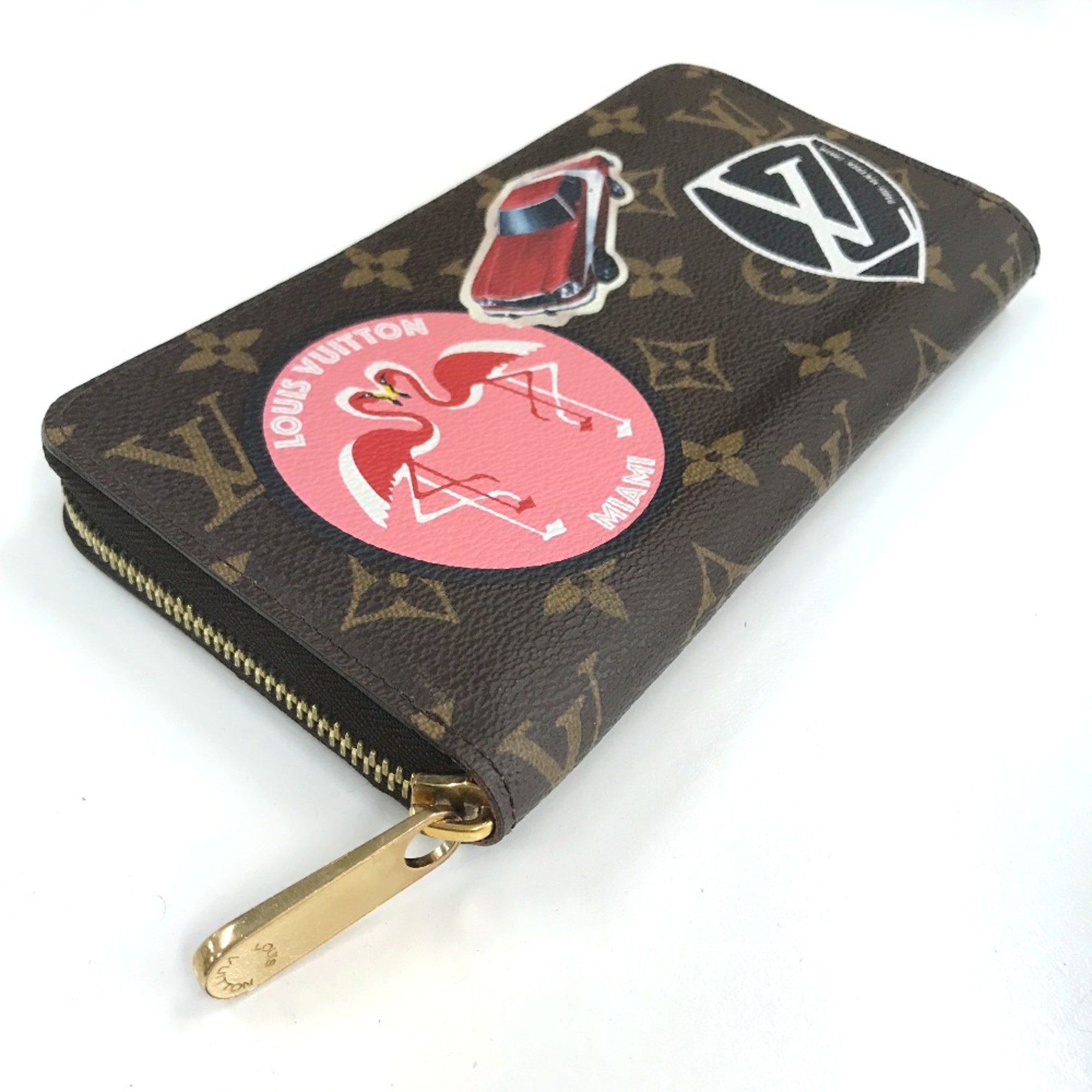 Louis Vuitton M62149 Monogram-Sticker Zip Around Long Wallet Brown