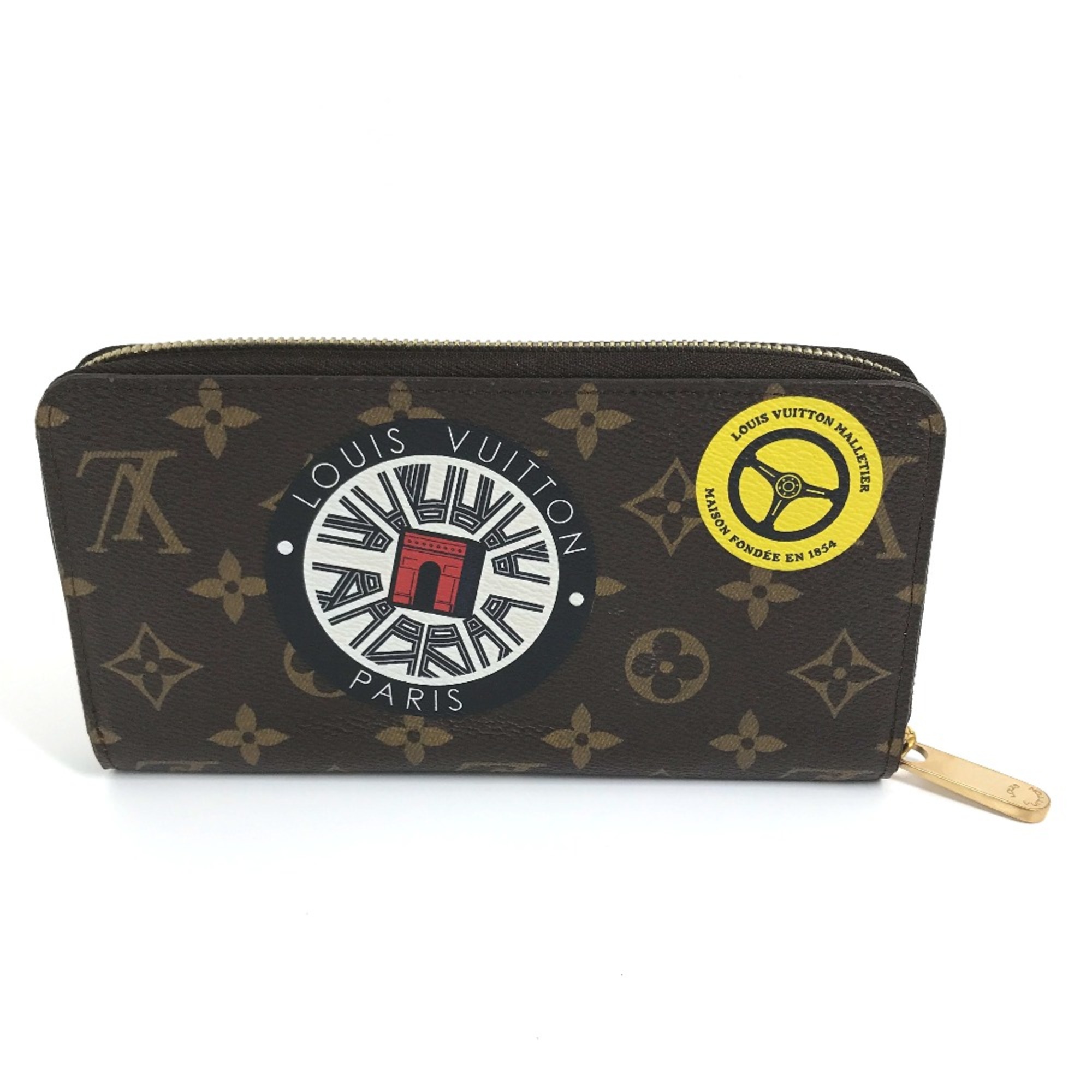 Louis Vuitton M62149 Monogram-Sticker Zip Around Long Wallet Brown