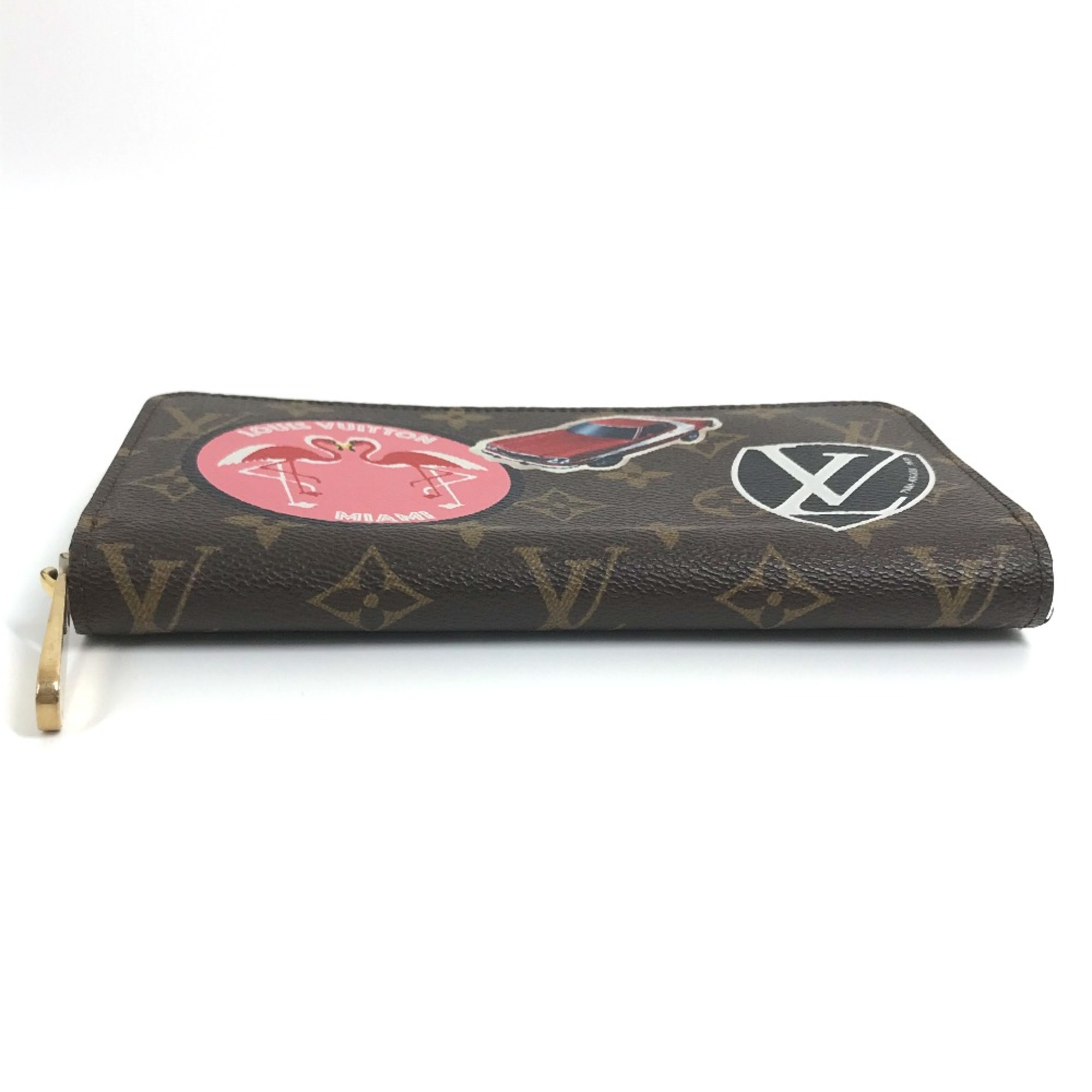 Louis Vuitton M62149 Monogram-Sticker Zip Around Long Wallet Brown