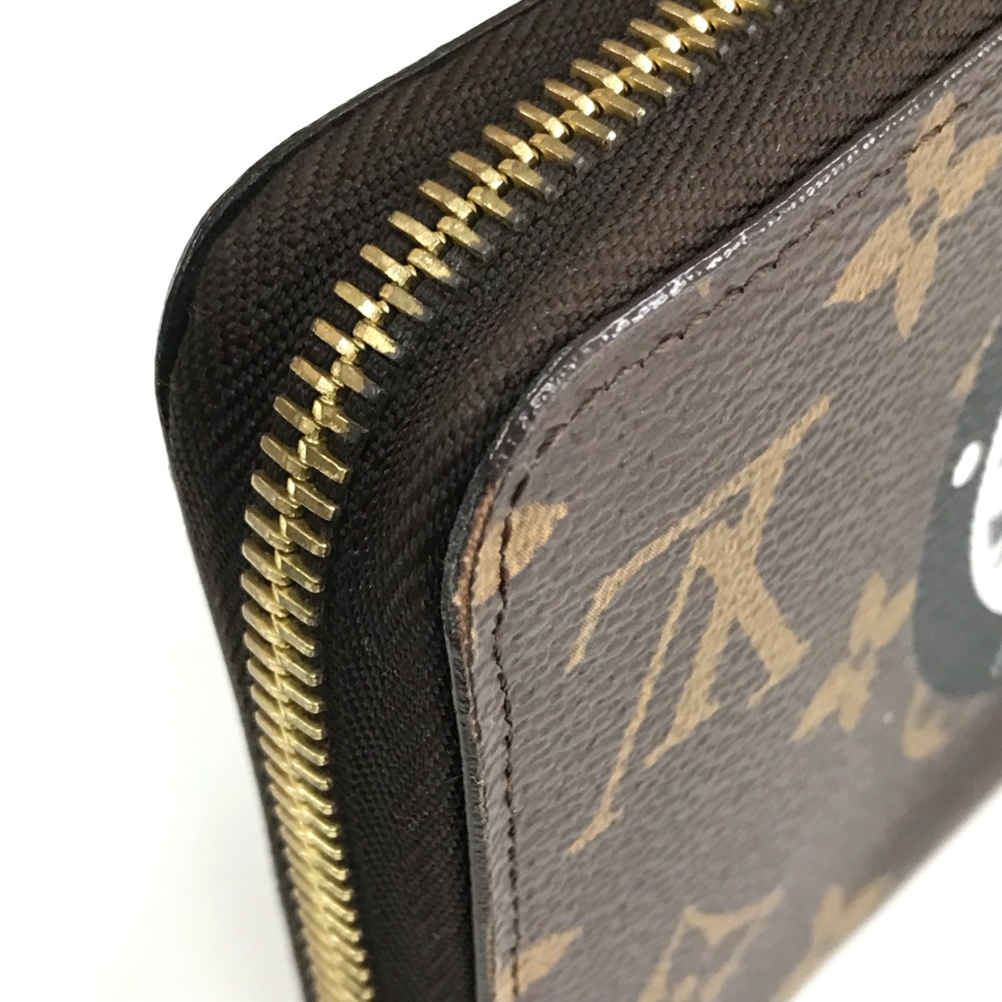 Louis Vuitton M62149 Monogram-Sticker Zip Around Long Wallet Brown