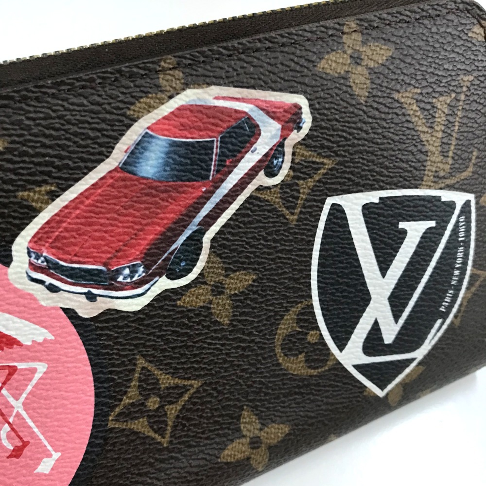 Louis Vuitton M62149 Monogram-Sticker Zip Around Long Wallet Brown