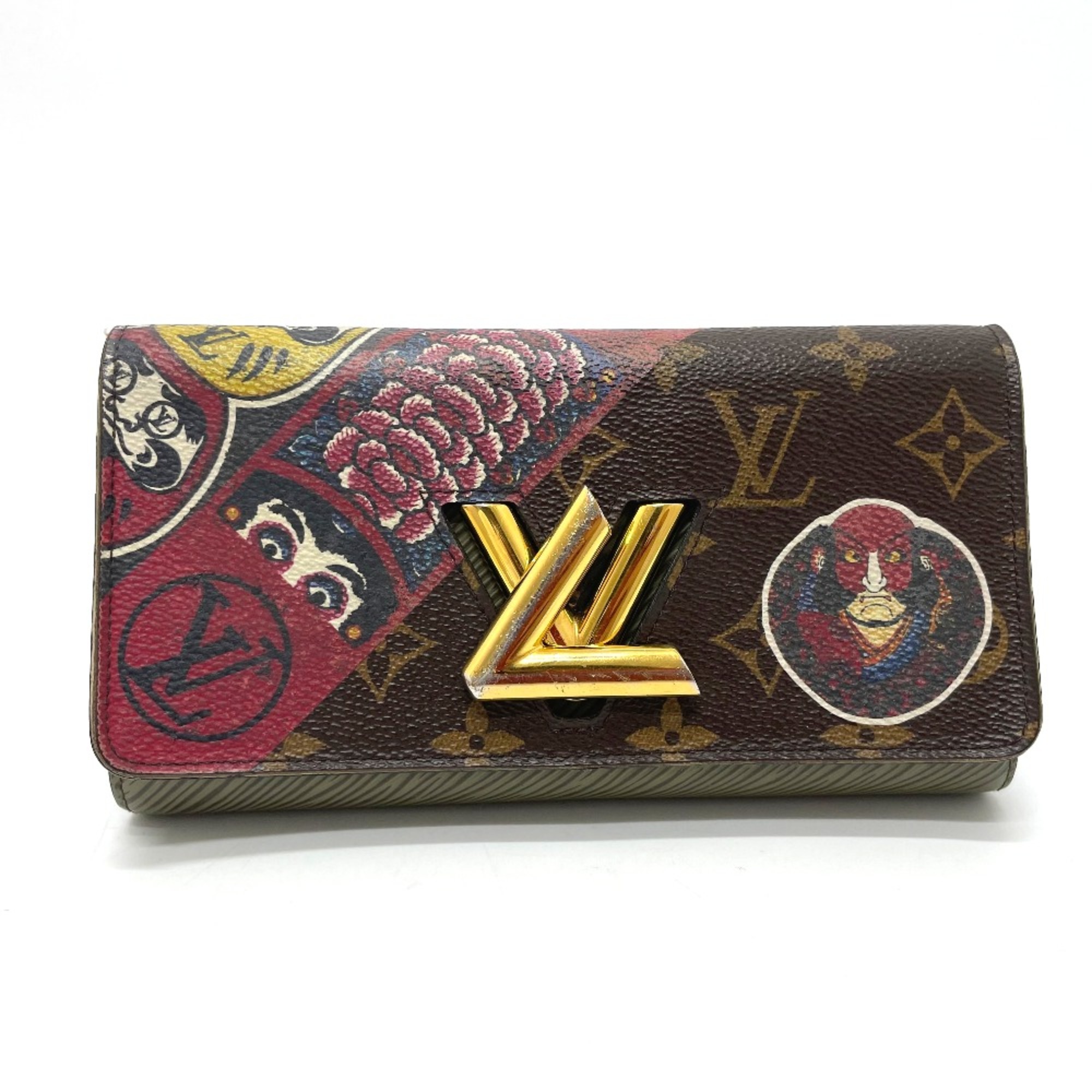 Louis Vuitton M67260 Monogram Kansai Yamamoto Kabuki Long Wallet khaki Brown x khaki