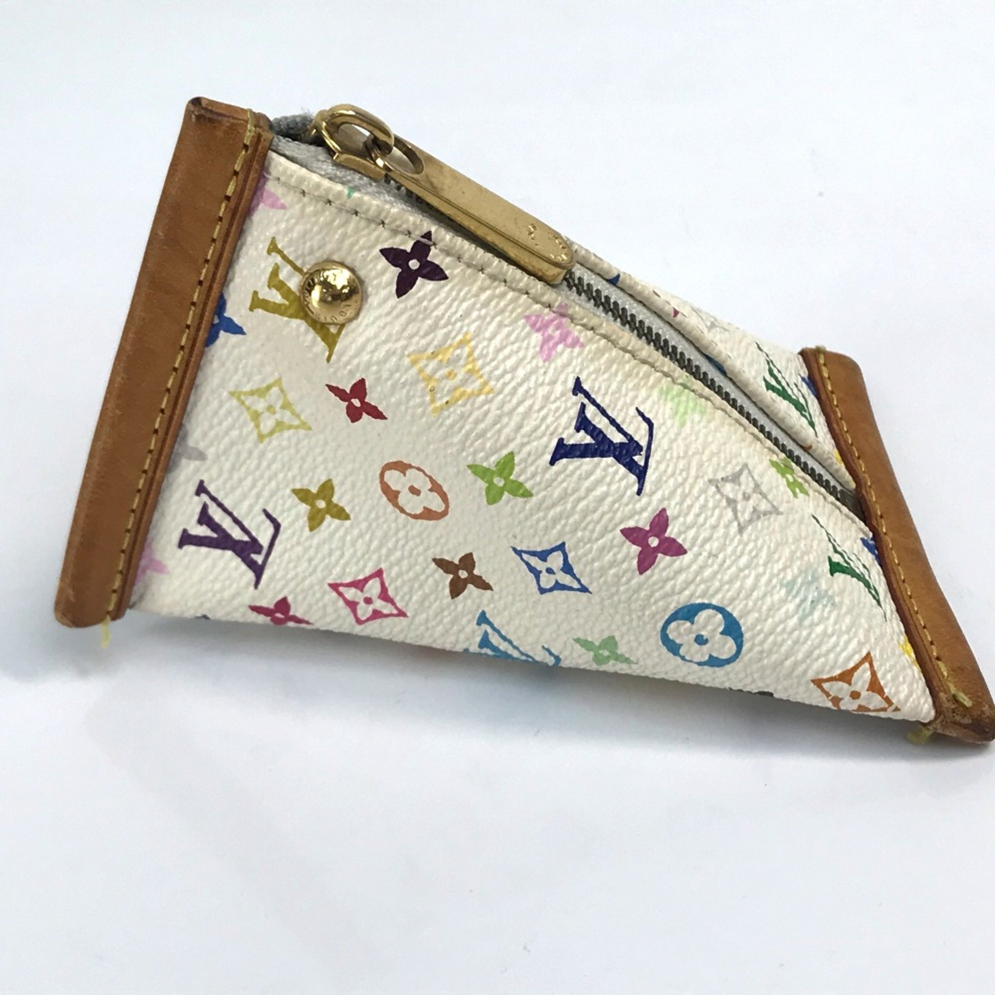 Louis Vuitton M58028 MonogramMulticolore Wallet with key ring coin purse Blanc White x Multicolore