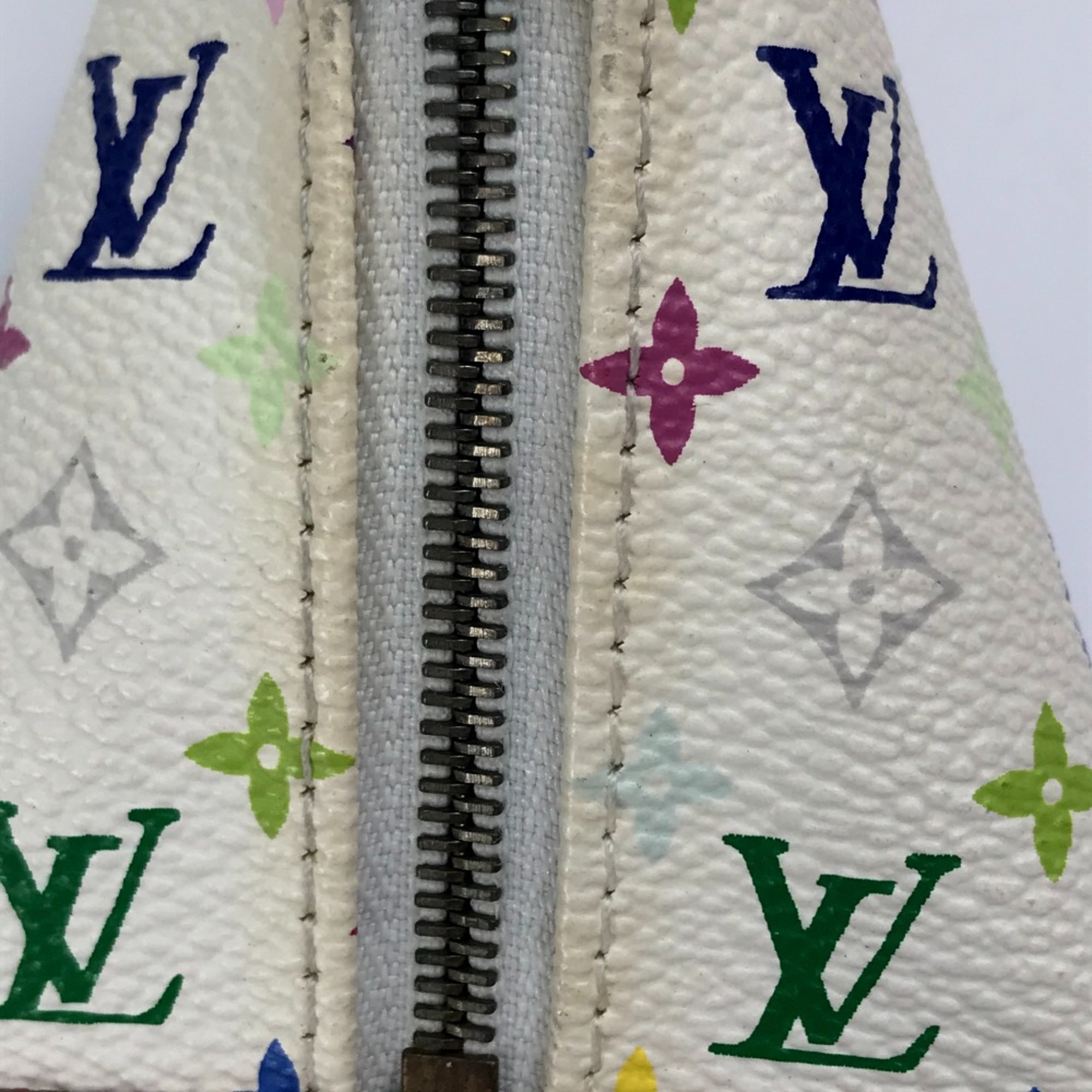 Louis Vuitton M58028 MonogramMulticolore Wallet with key ring coin purse Blanc White x Multicolore