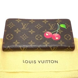 Louis Vuitton M95006 Monogram Cherry Zip Around Long Wallet Brown