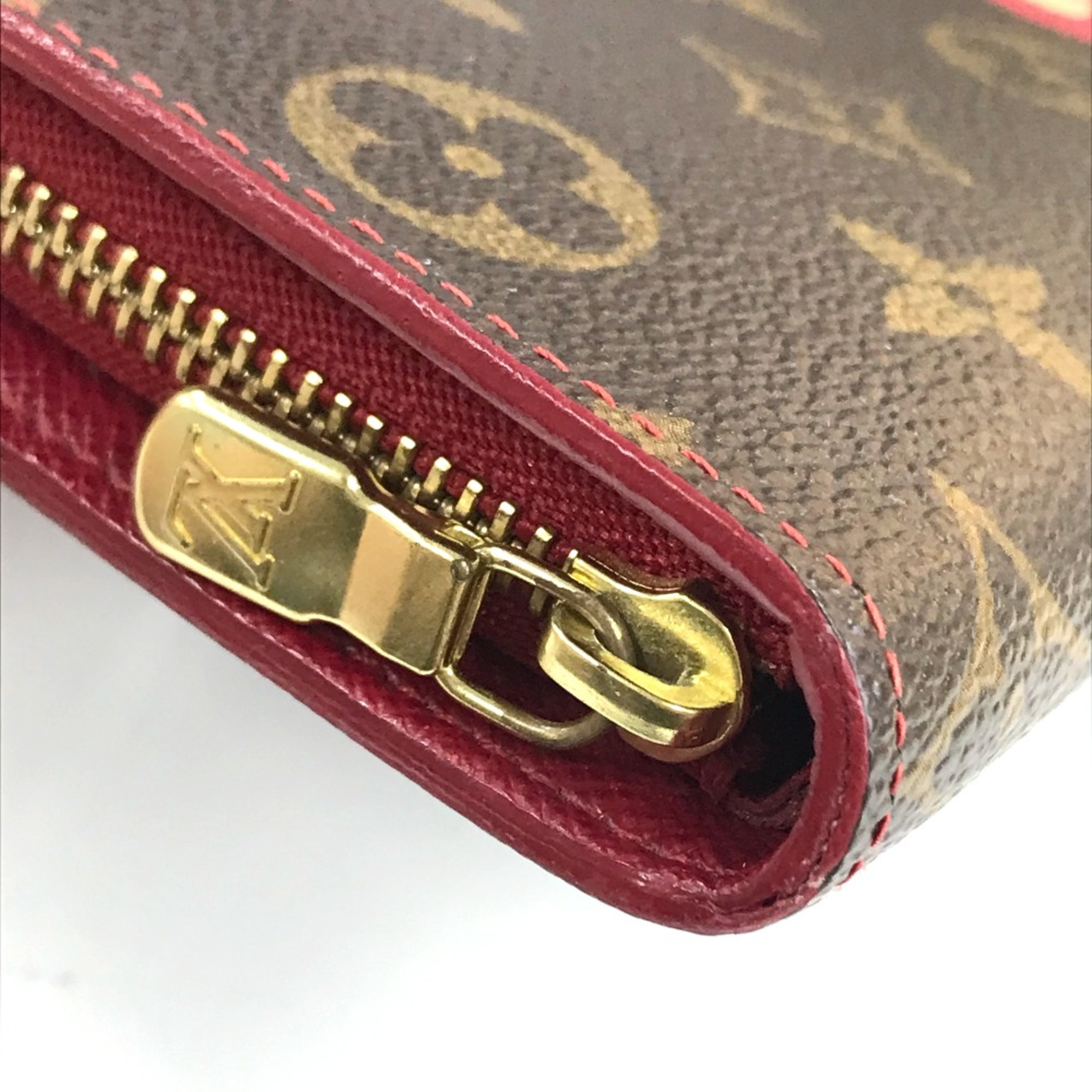 Louis Vuitton M95006 Monogram Cherry Zip Around Long Wallet Brown