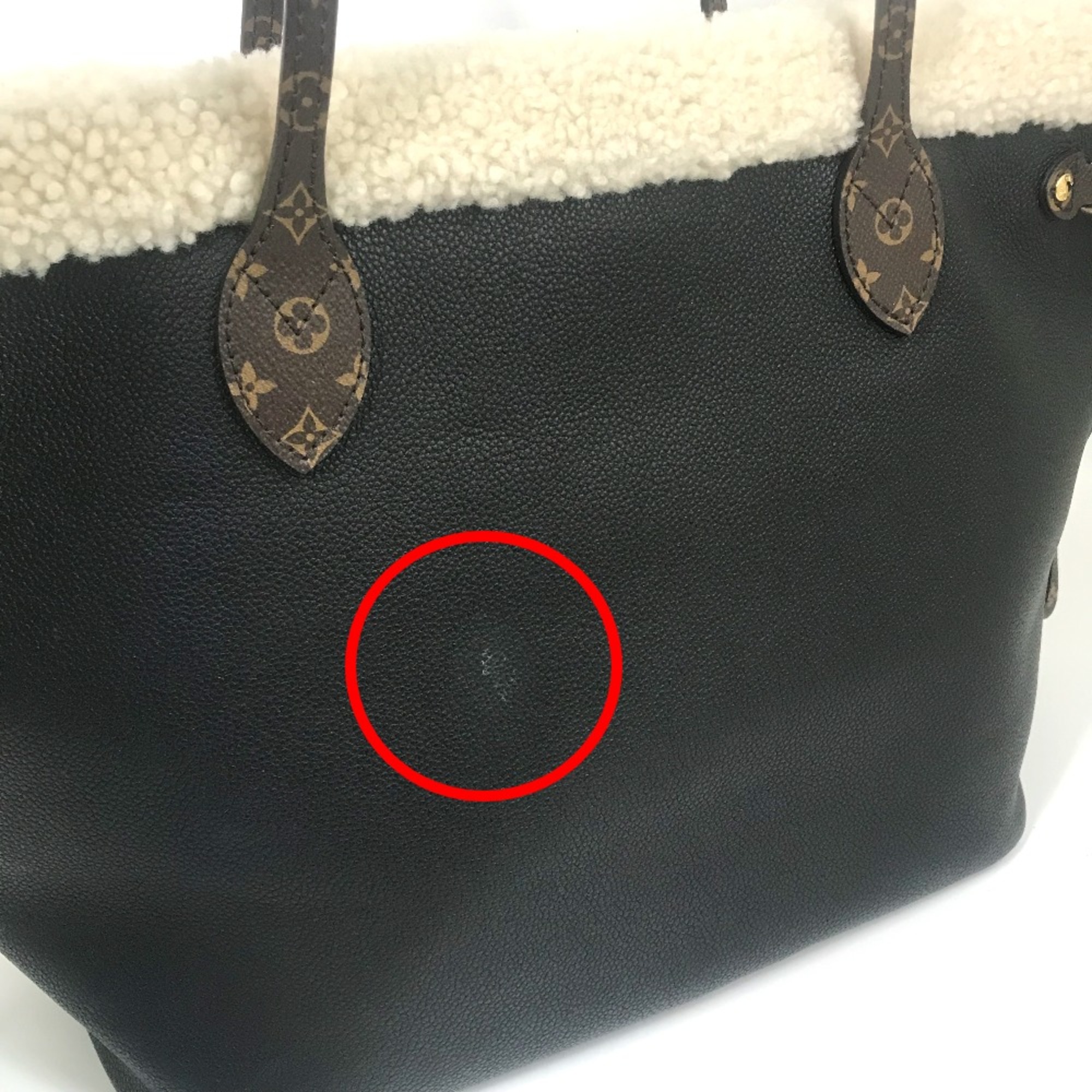 Louis Vuitton M56960 Shearing Monogram Flower LV Initials Mokomoko Shoulder Bag Tote Bag Black