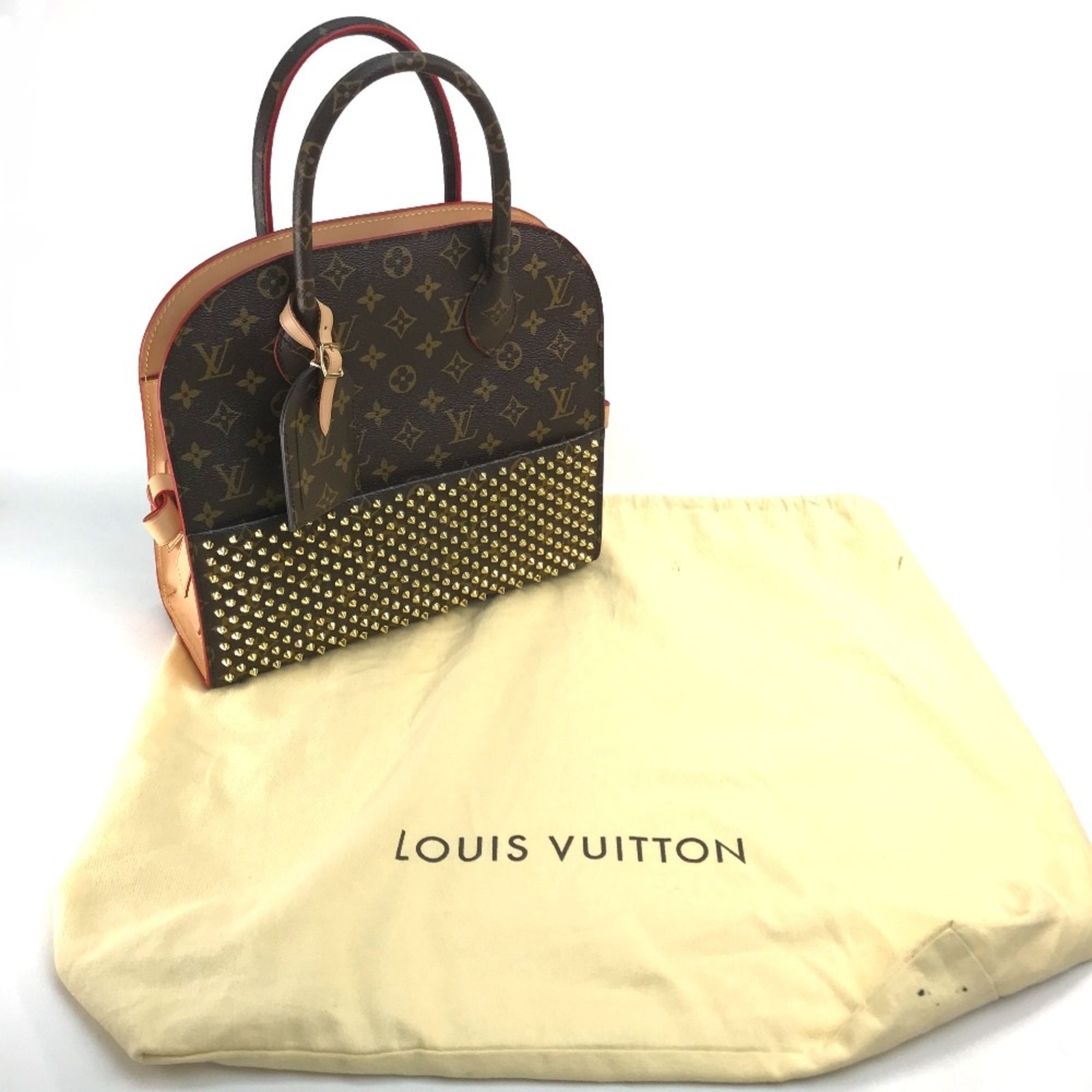 Louis Vuitton M41234 Monogram studs Christian Louboutin collaboration Hand Bag Brown x Red