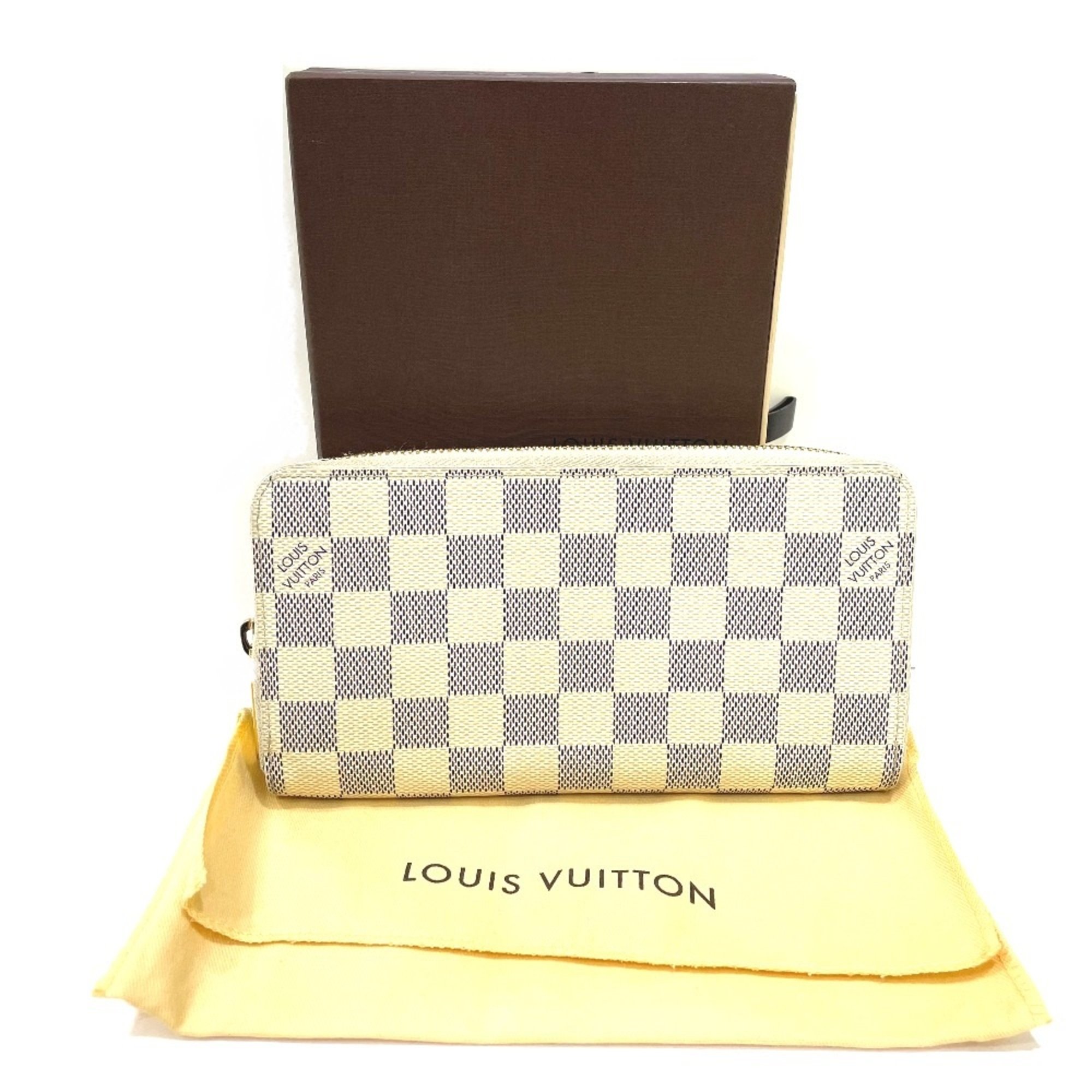 Louis Vuitton N60019 Damier Azur Zip Around Long Wallet Azur White