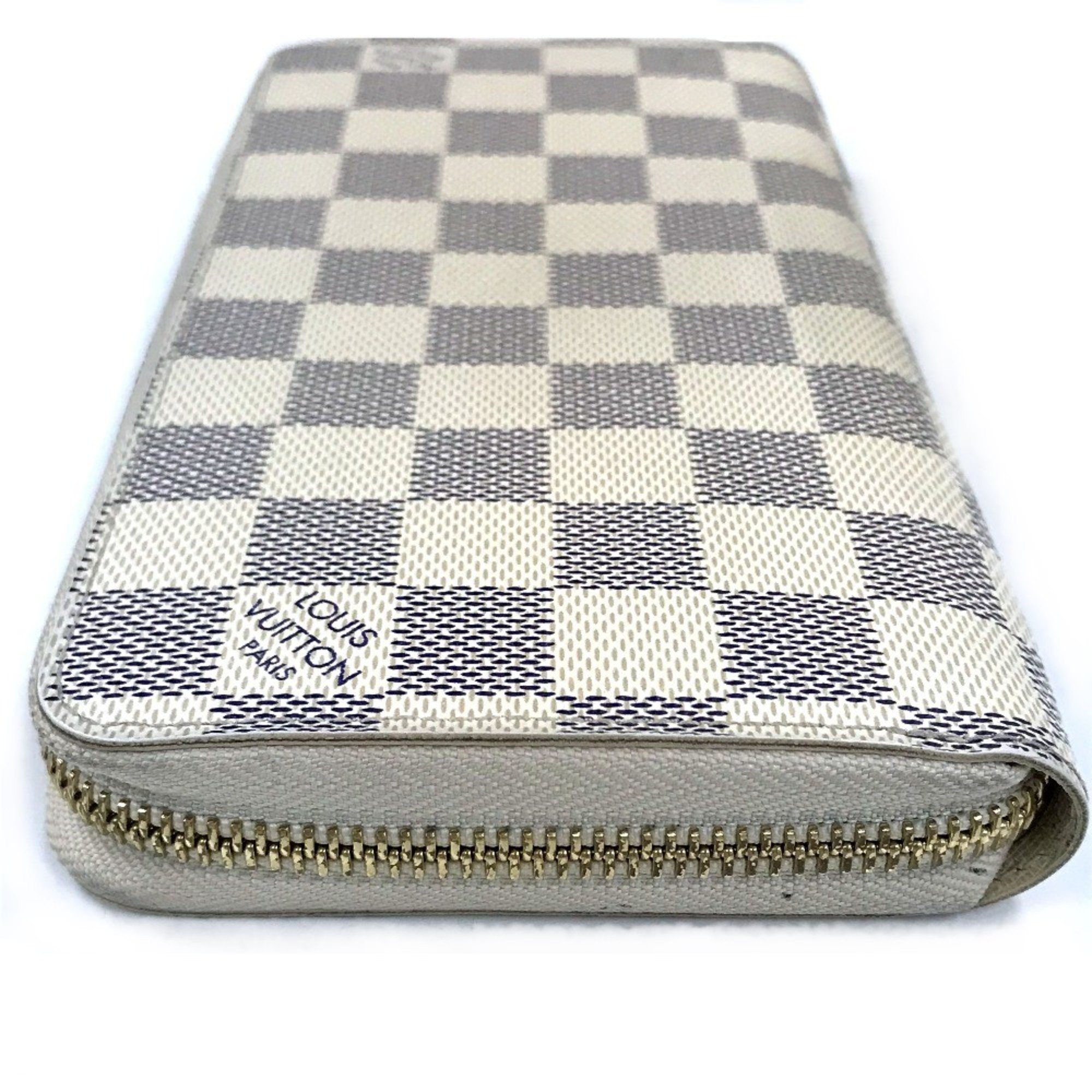 Louis Vuitton N60019 Damier Azur Zip Around Long Wallet Azur White