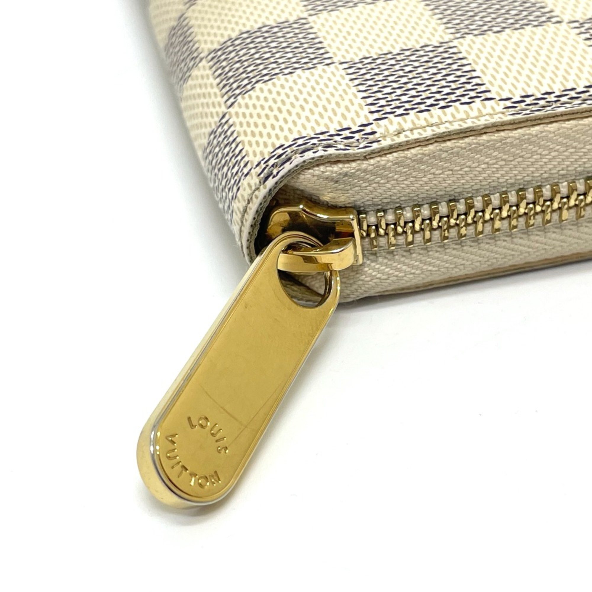 Louis Vuitton N60019 Damier Azur Zip Around Long Wallet Azur White