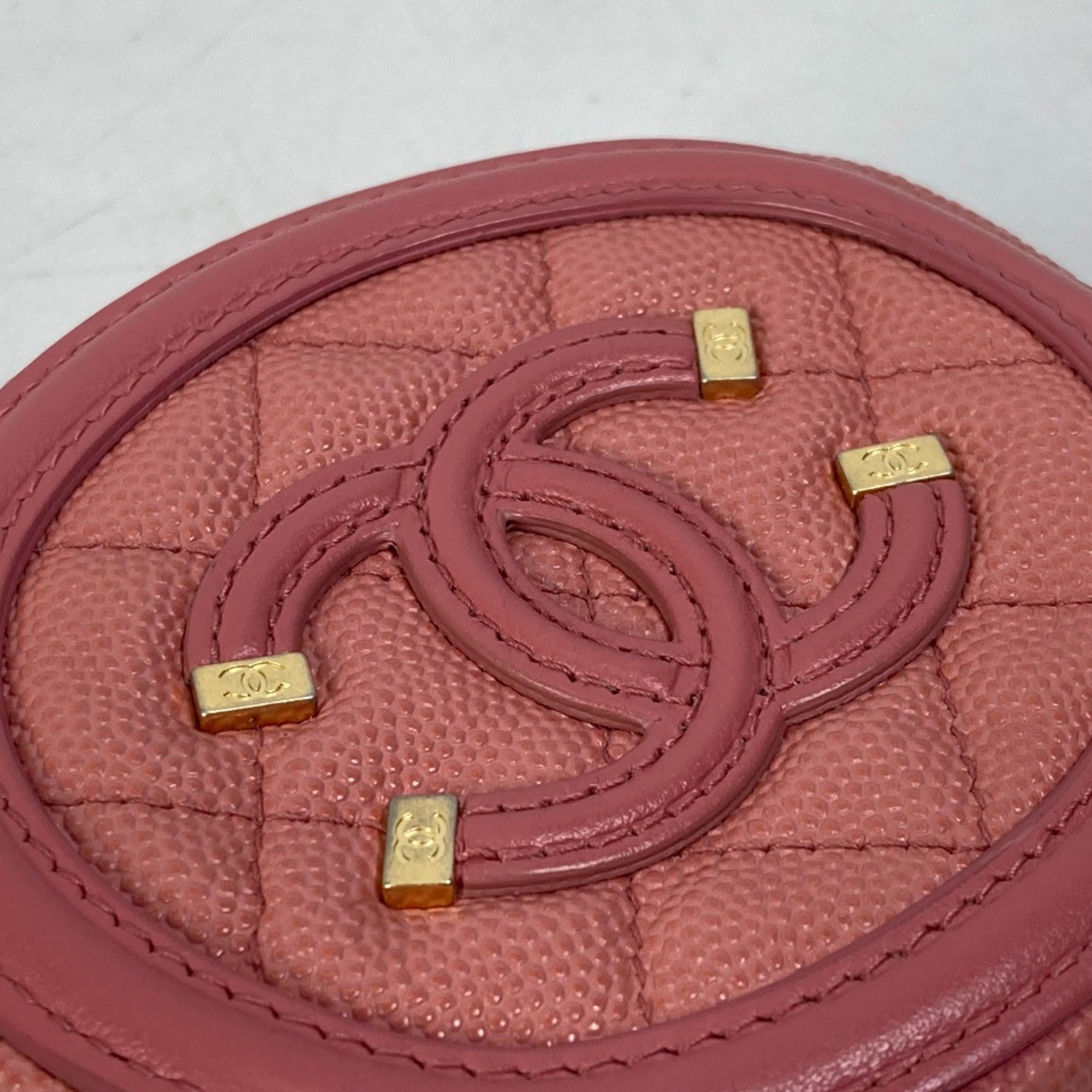 Chanel Wallet Coin Compartment Round CC Mark coin purse pink