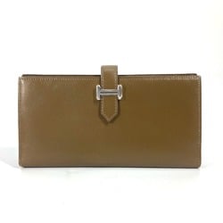 Hermes Long wallet Two fold Long Wallet olive khaki SilverHardware