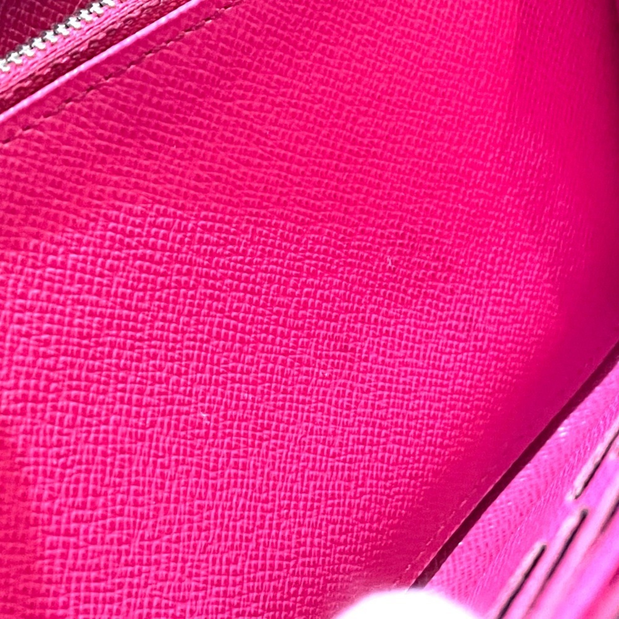 Louis Vuitton M64838 Epi Zip Around Long Wallet Noir x hot pink