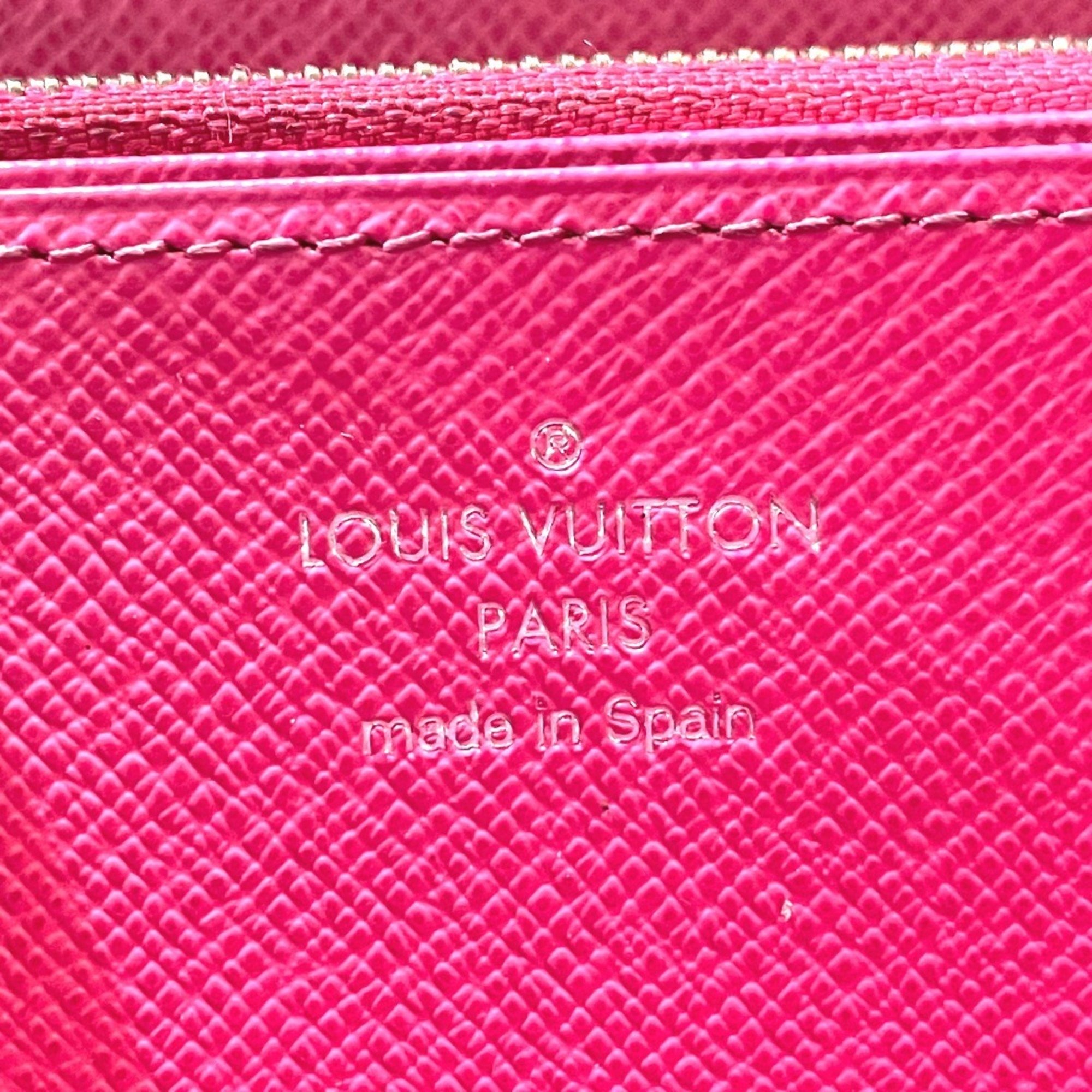 Louis Vuitton M64838 Epi Zip Around Long Wallet Noir x hot pink