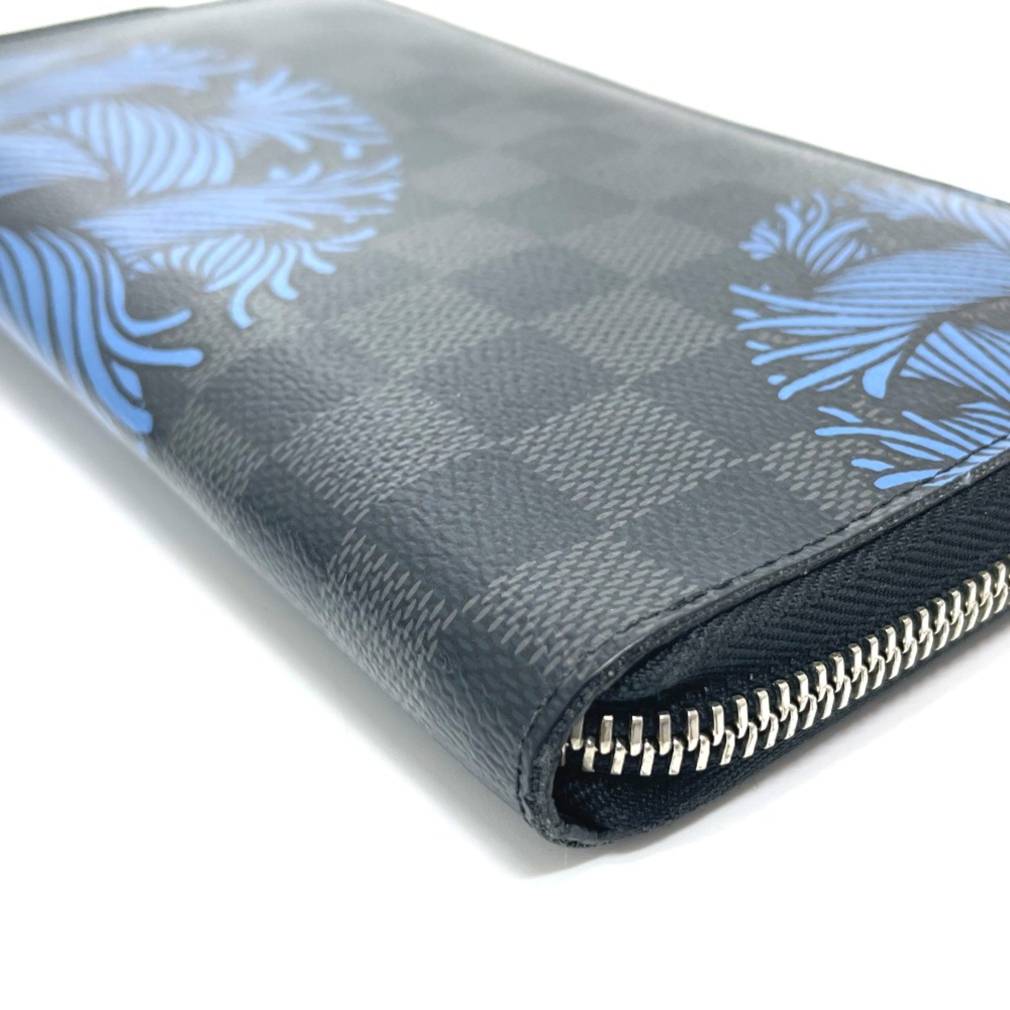 Louis Vuitton N41683 Damier Graphite Zippy Organizer Long Wallet Black x blue