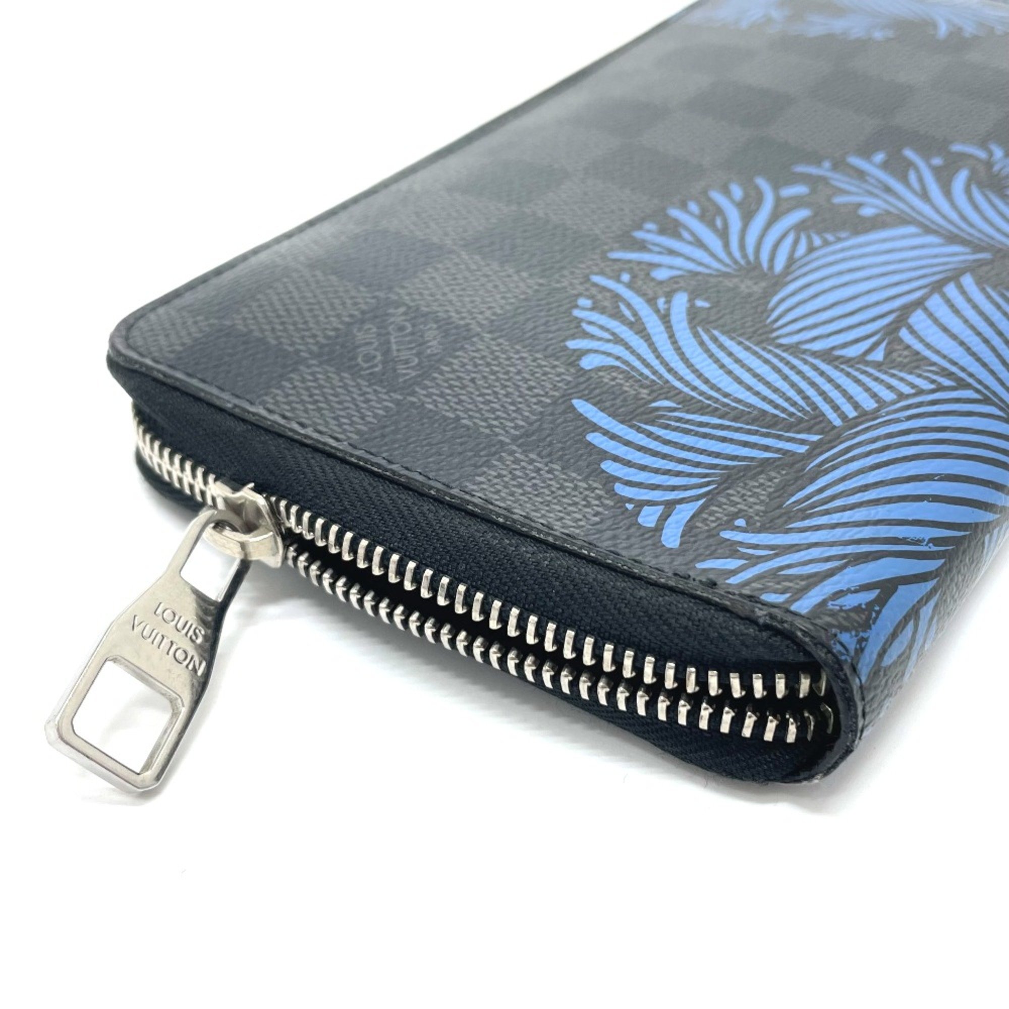 Louis Vuitton N41683 Damier Graphite Zippy Organizer Long Wallet Black x blue