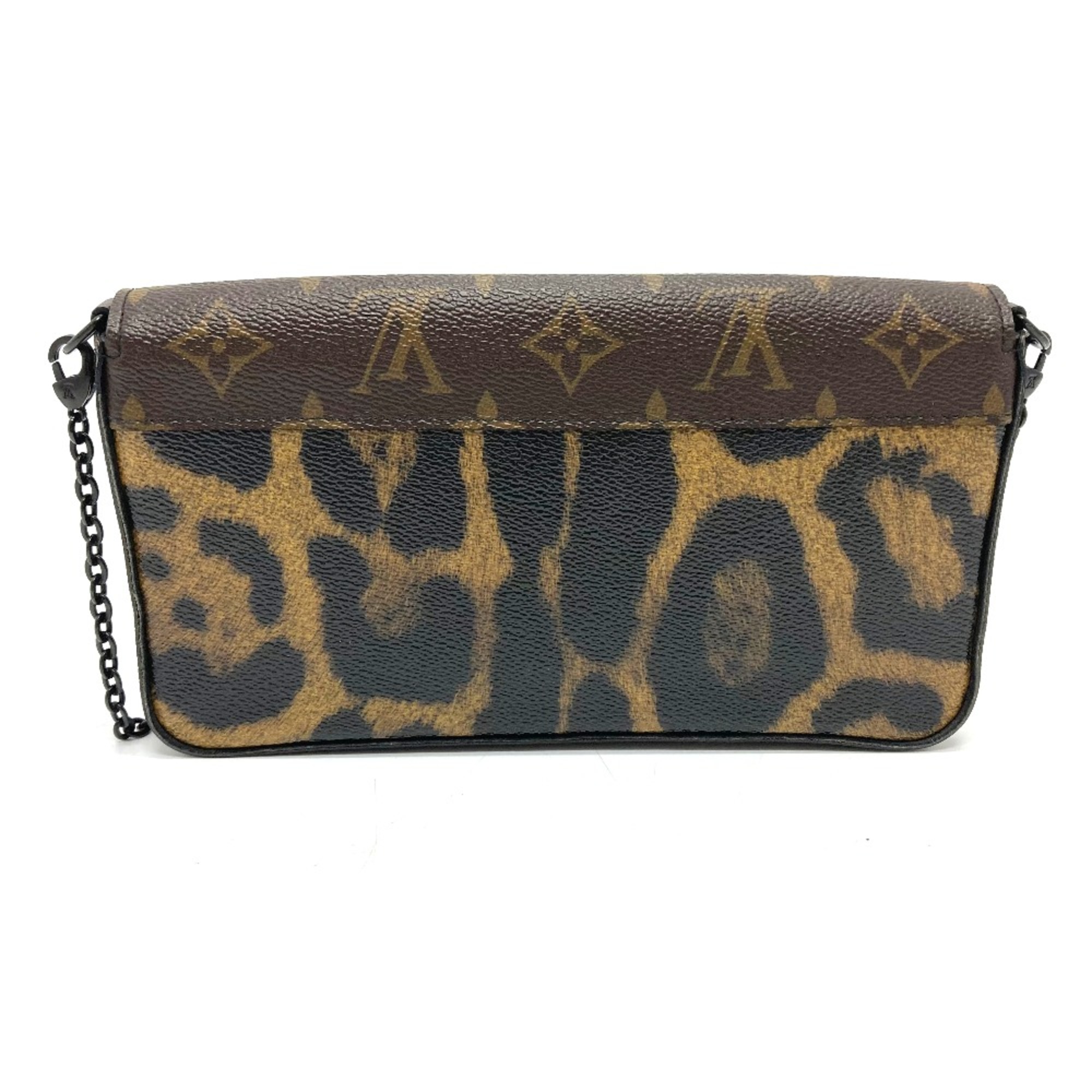 Louis Vuitton M62002 Leopard Monogram 2WAY Chain Wallet Shoulder Bag Brown