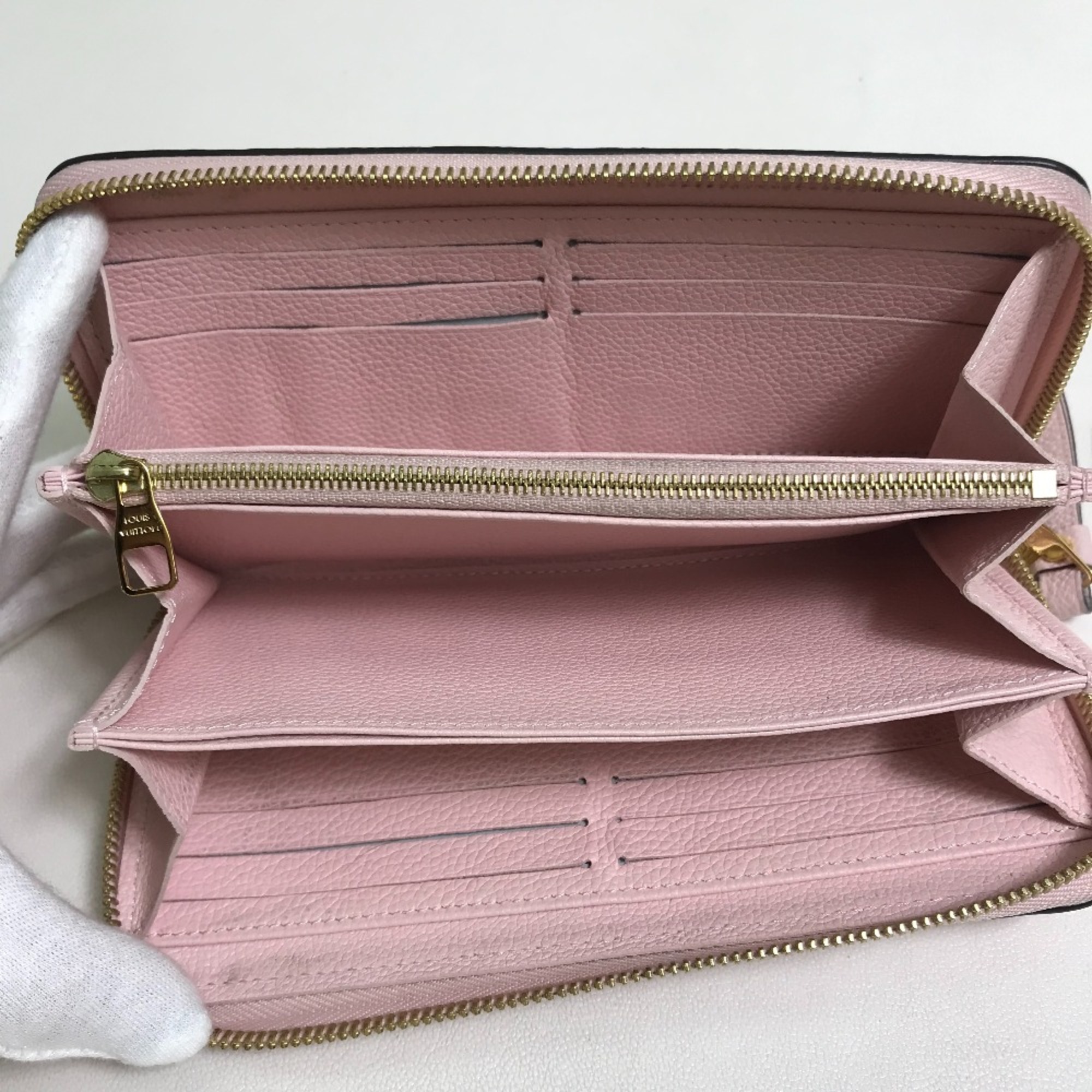 Louis Vuitton M80403 MonogramEmpreinte Zippy Wallet Long Wallet Buton de Rose pink