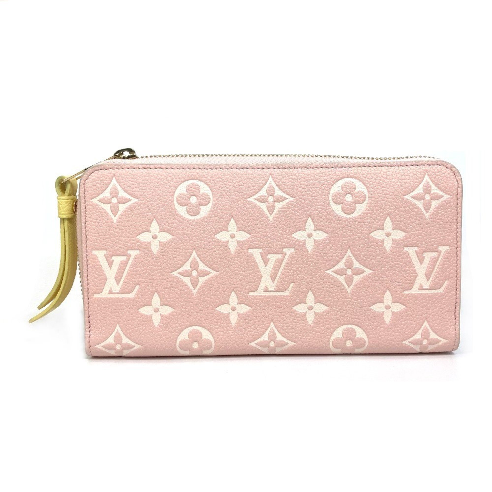 Louis Vuitton M81279 MonogramEmpreinte Zip Around Long Wallet Pink x Beige x Yellow