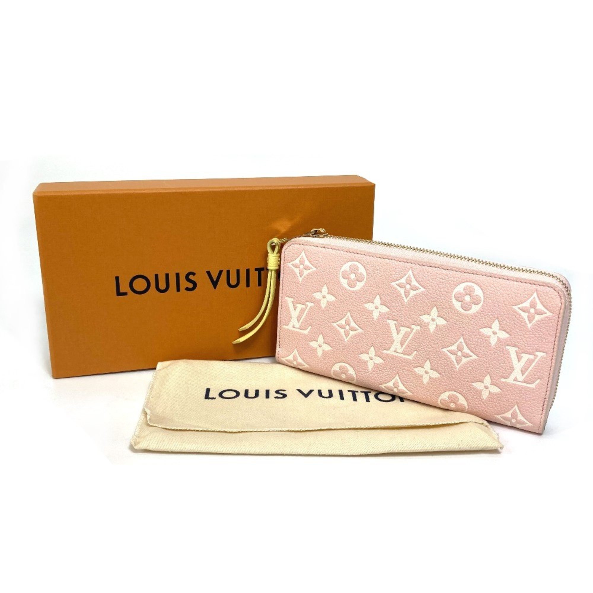 Louis Vuitton M81279 MonogramEmpreinte Zip Around Long Wallet Pink x Beige x Yellow