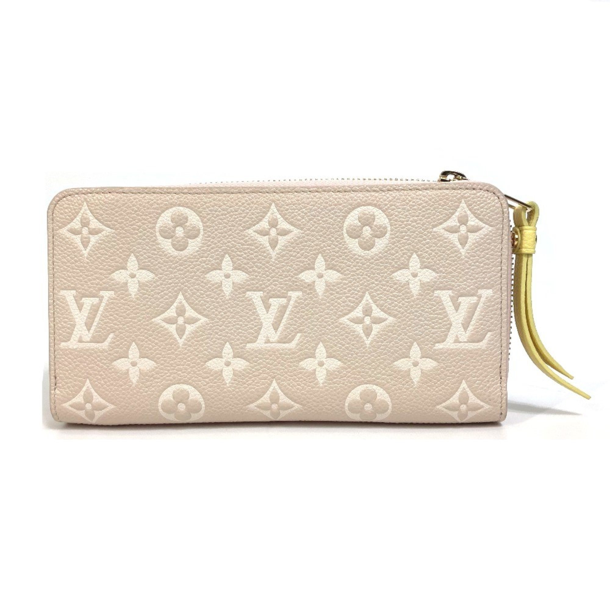 Louis Vuitton M81279 MonogramEmpreinte Zip Around Long Wallet Pink x Beige x Yellow