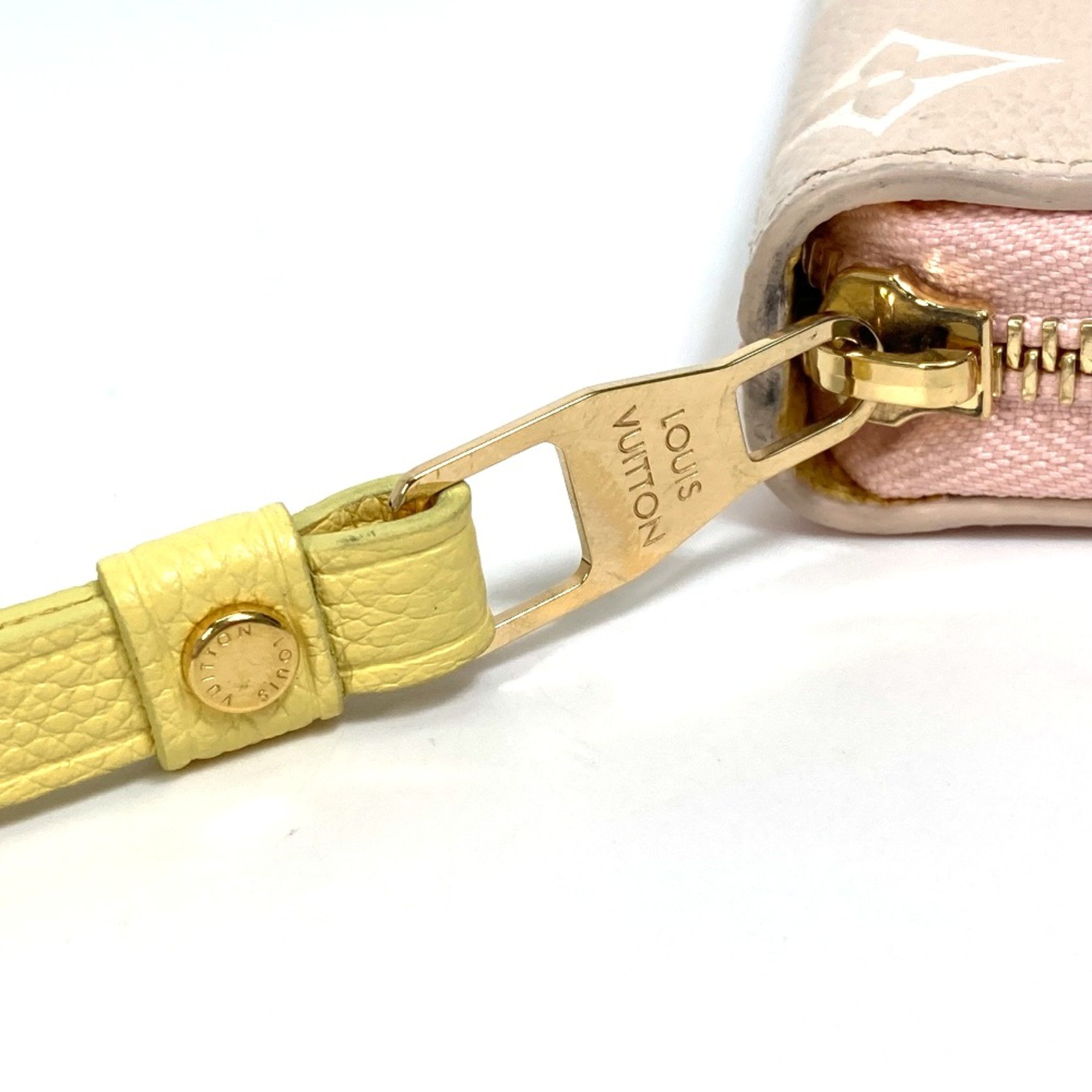 Louis Vuitton M81279 MonogramEmpreinte Zip Around Long Wallet Pink x Beige x Yellow