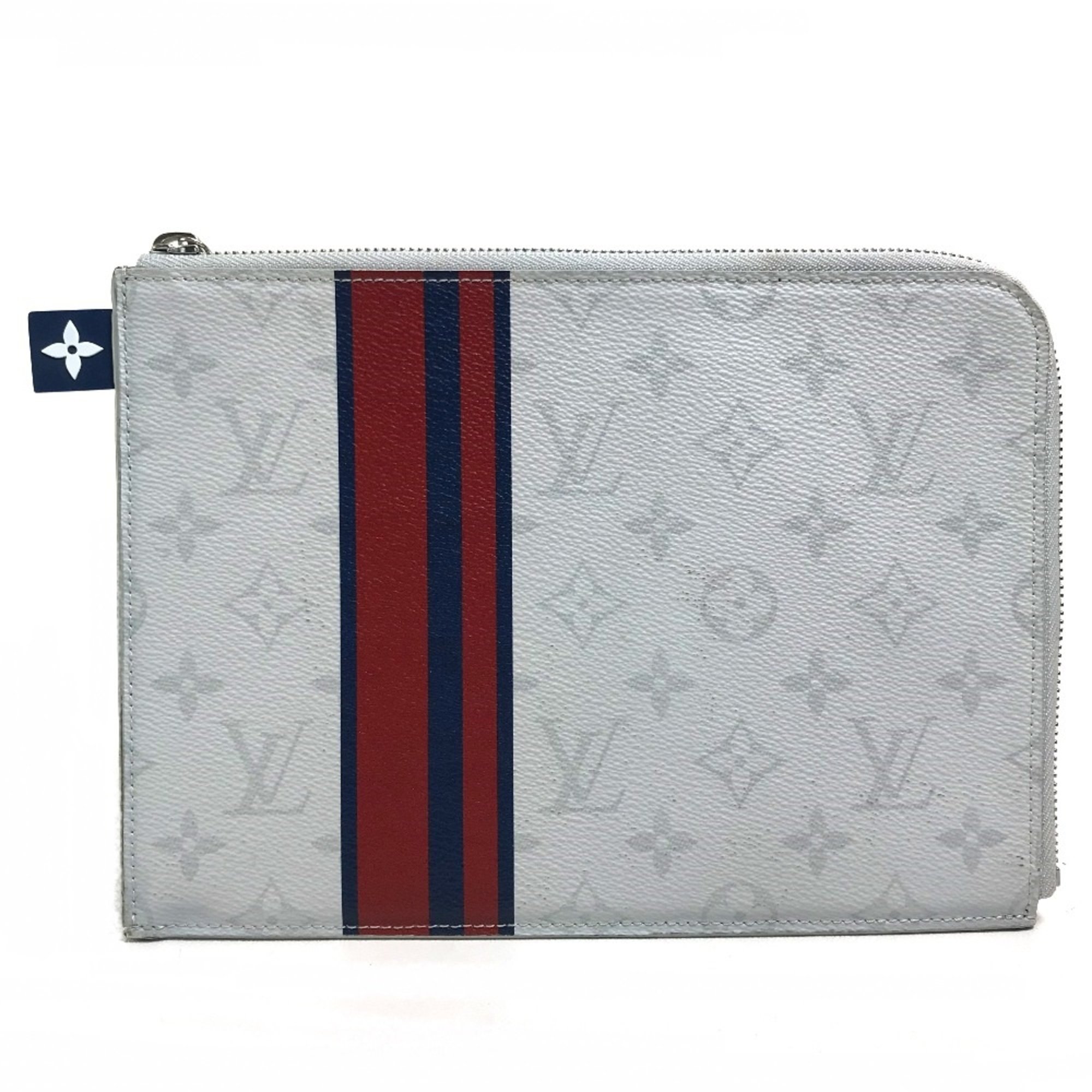 Louis Vuitton M61745 MonogramWhite Bag L-shaped fastener Cluch Bag Clutch bag White x Red x blue