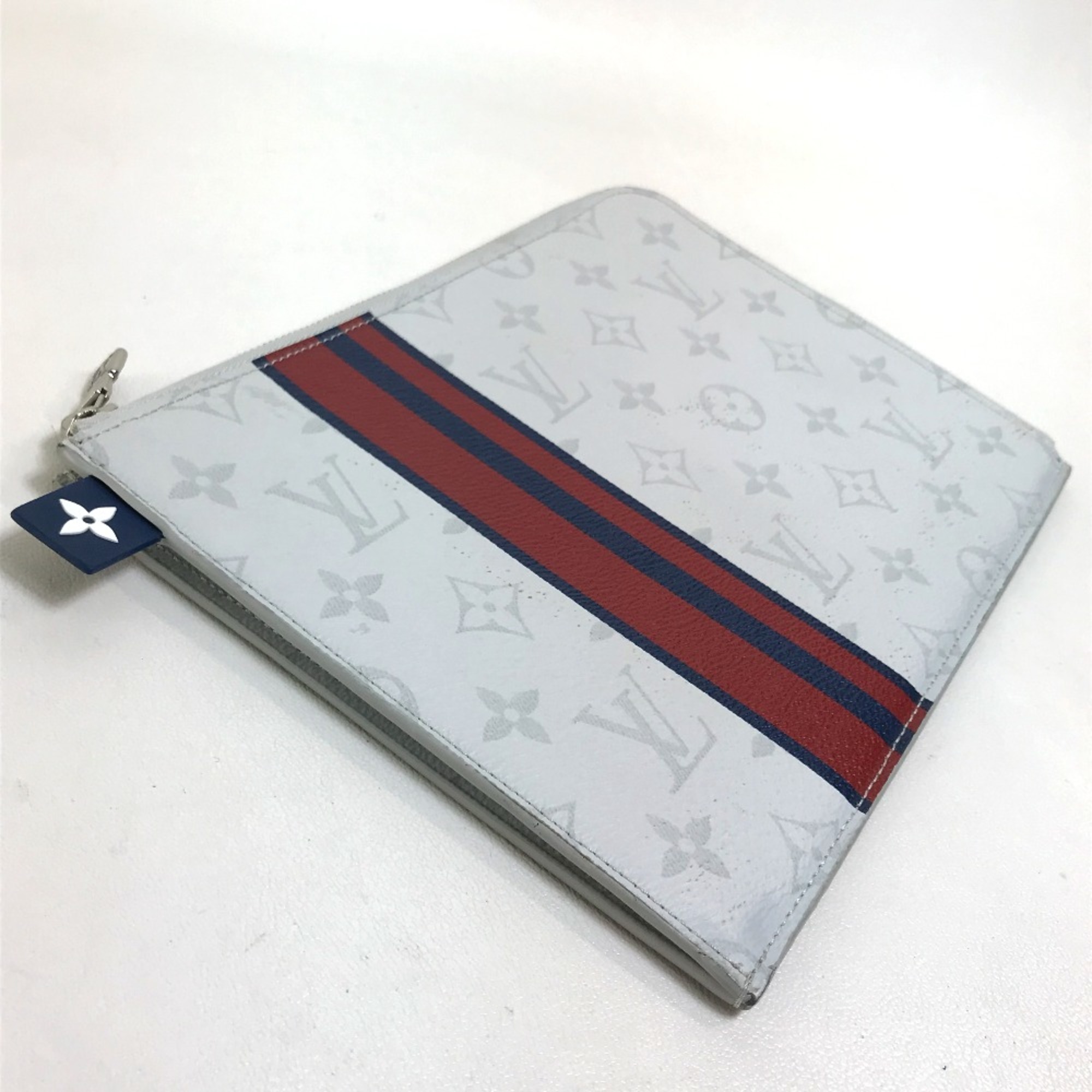 Louis Vuitton M61745 MonogramWhite Bag L-shaped fastener Cluch Bag Clutch bag White x Red x blue