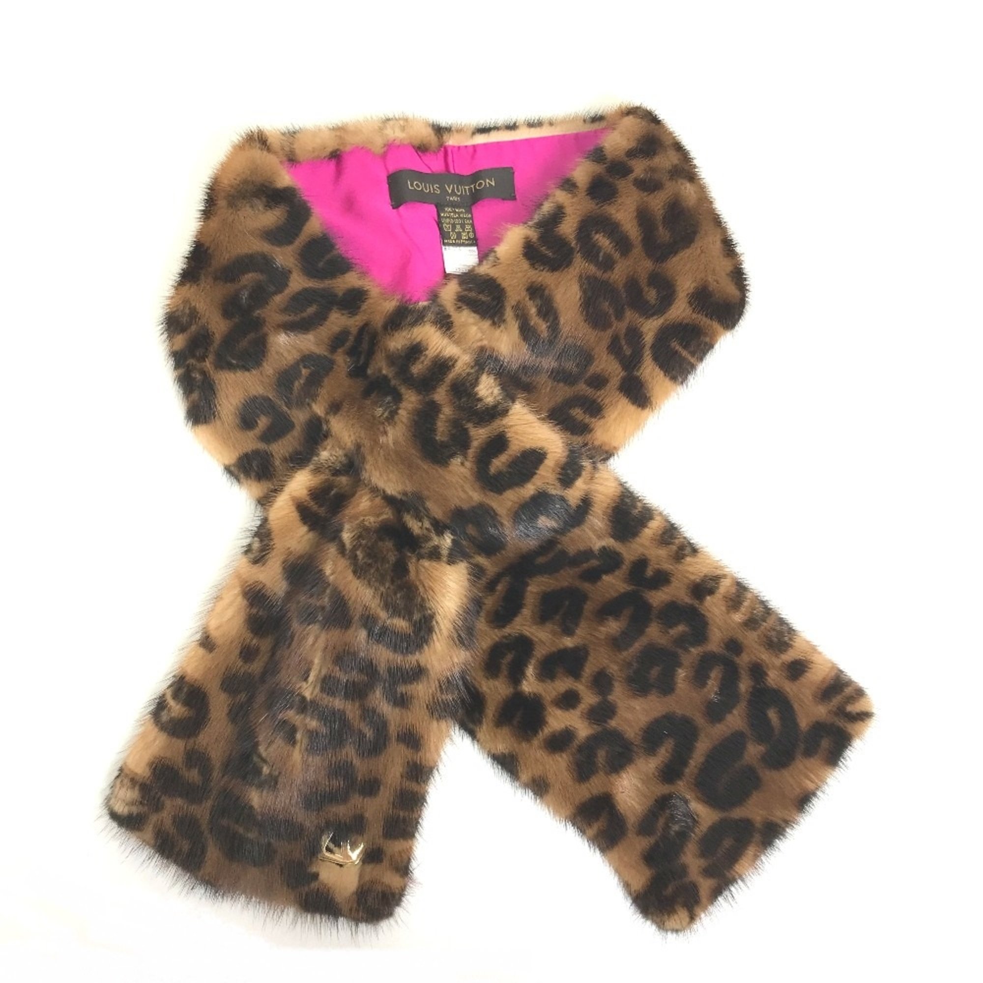 Louis Vuitton M72245 Leopard leopard print leopard Fertipet Scarf Brown x pink