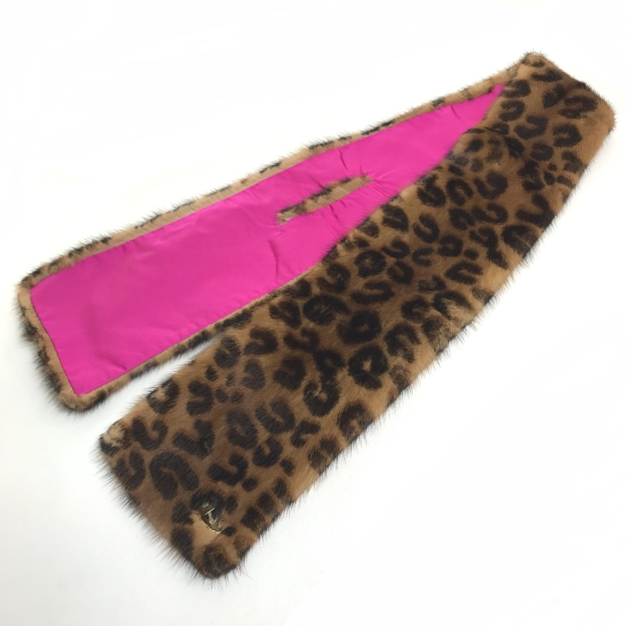 Louis Vuitton M72245 Leopard leopard print leopard Fertipet Scarf Brown x pink