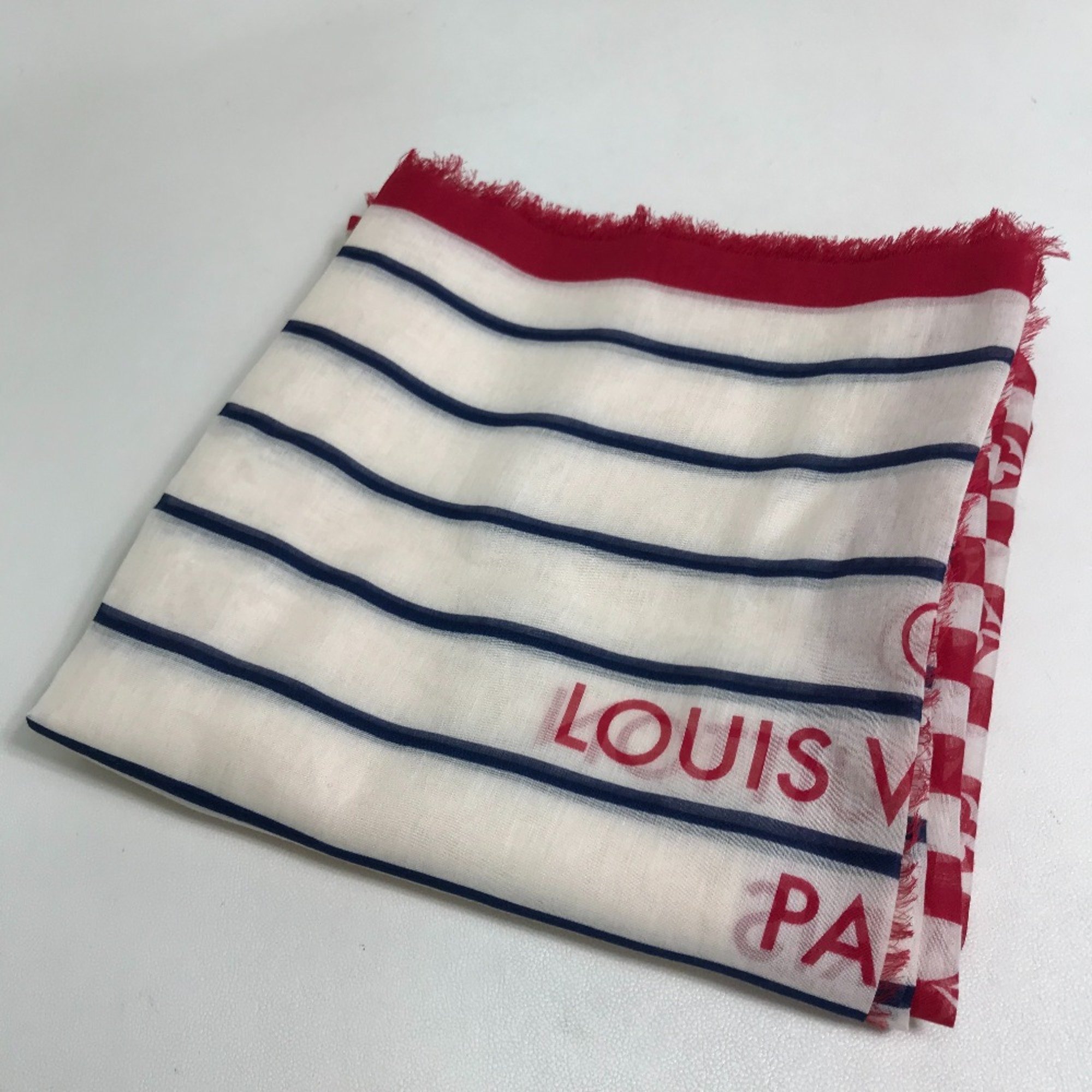 Louis Vuitton M76193 Width Stole/Shawl White x Red