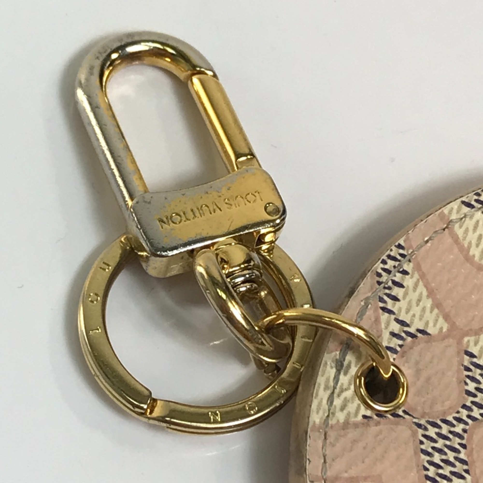 Louis Vuitton M61943 Damier Azur charm Key Holder White x Pink